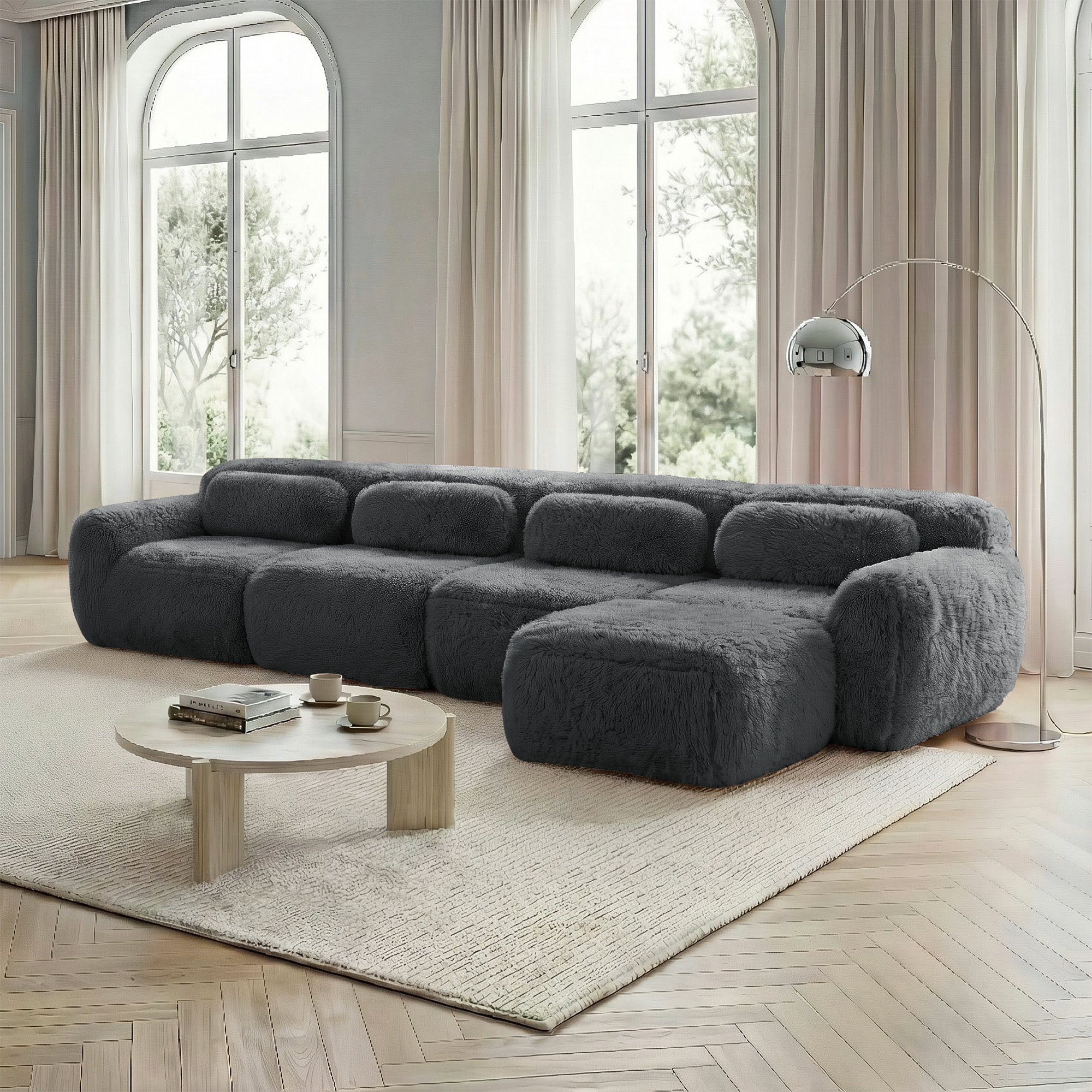 4-Sitzer L-förmiges Sofa, modulare Mehrfachkombina