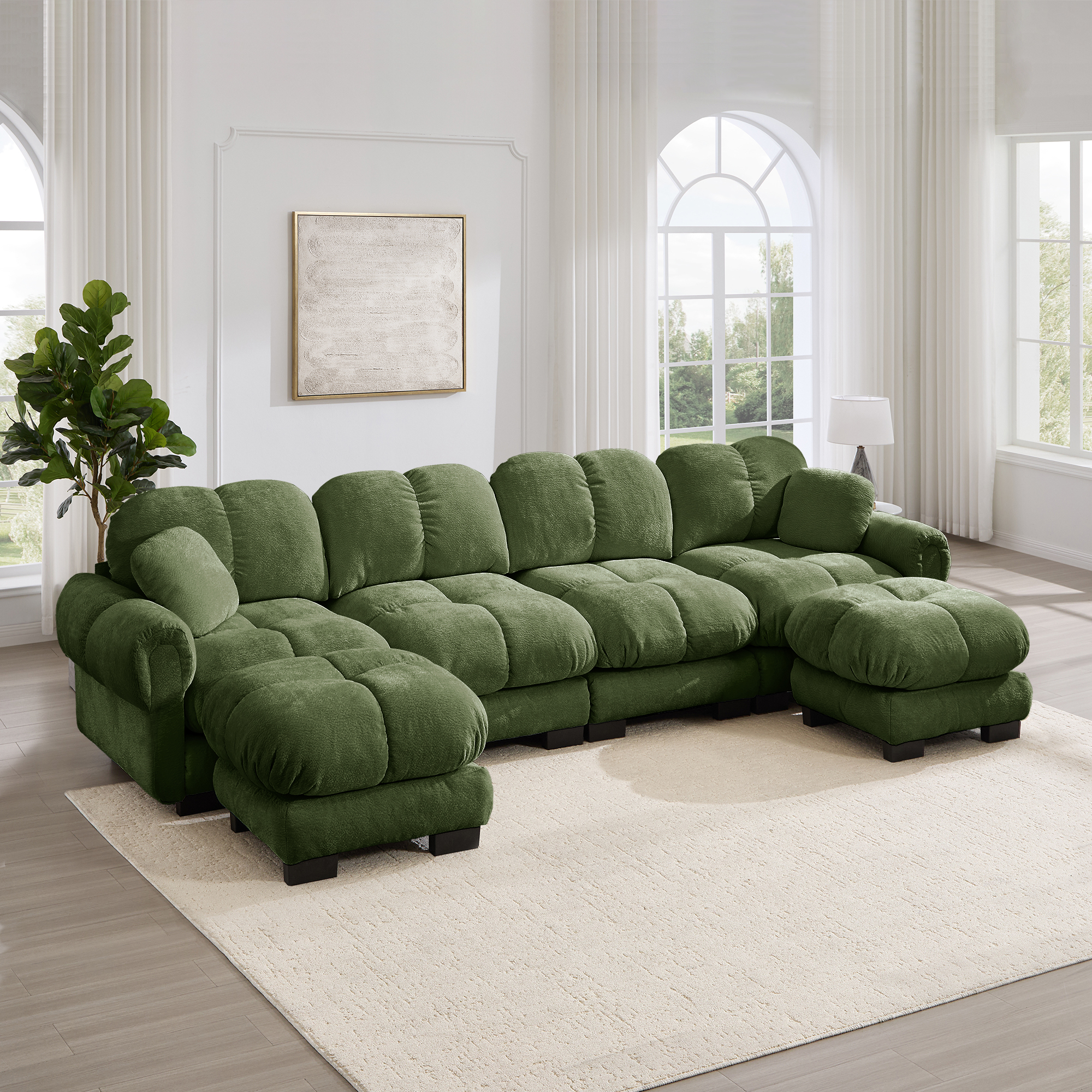 Canapé modulable avec assise confortable et finition soignée vert - présentation 1