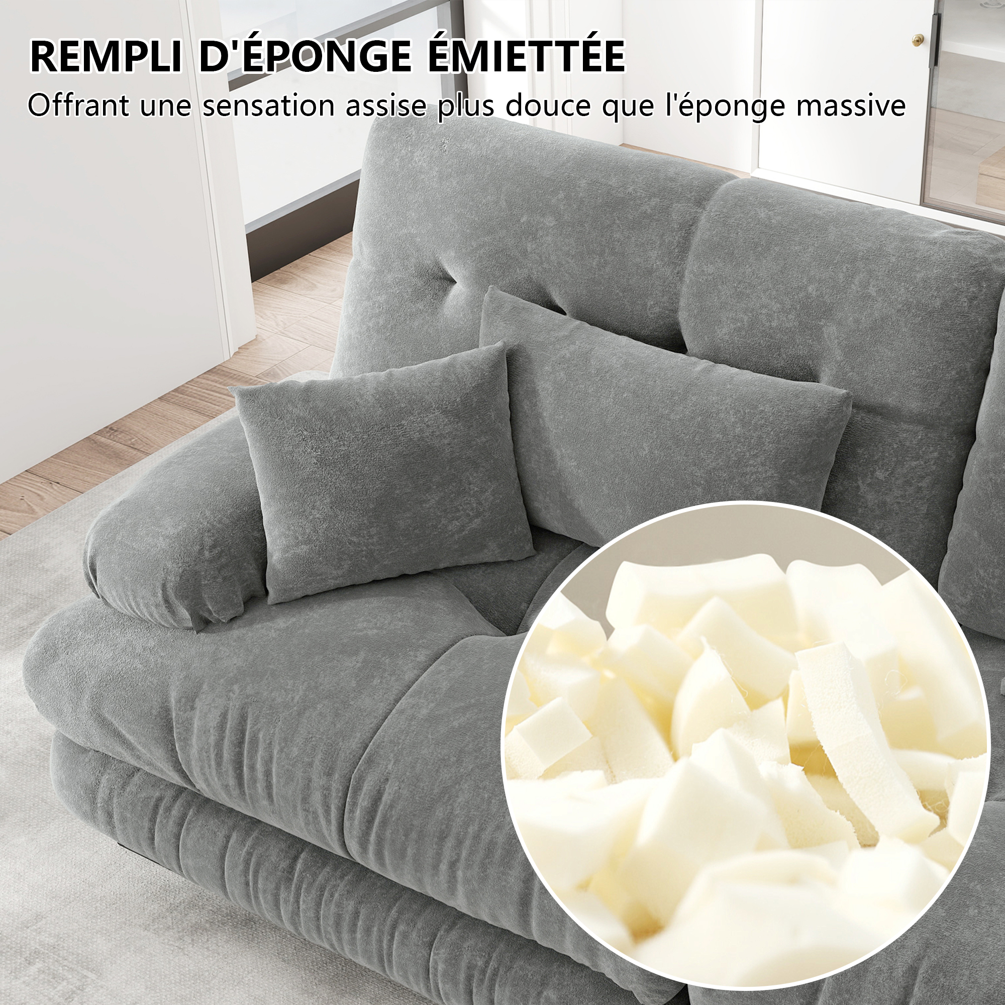 Détail du canapé d'angle