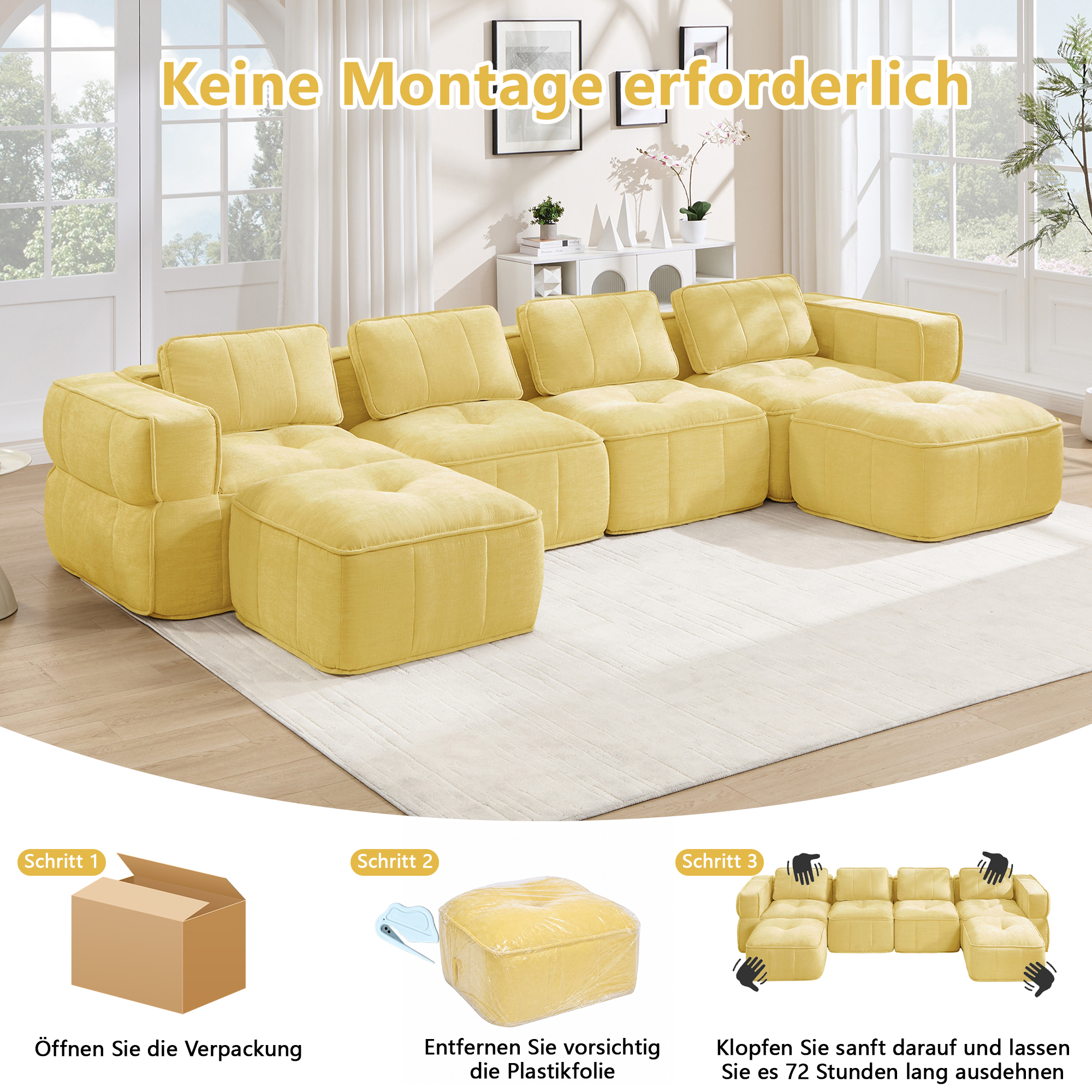 Canapé modulaire Jaune - visuel 5