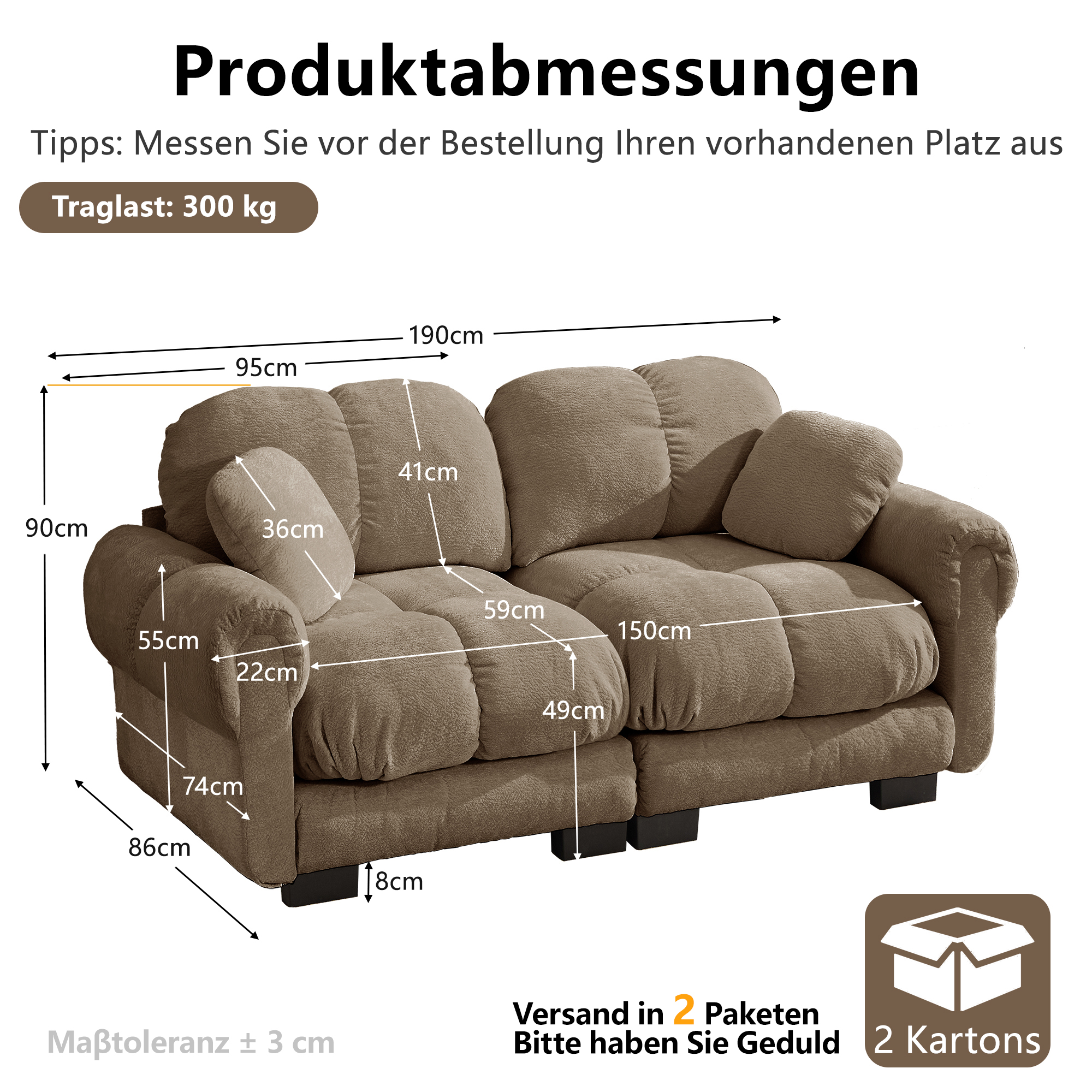 Dimensions du canapé modulable