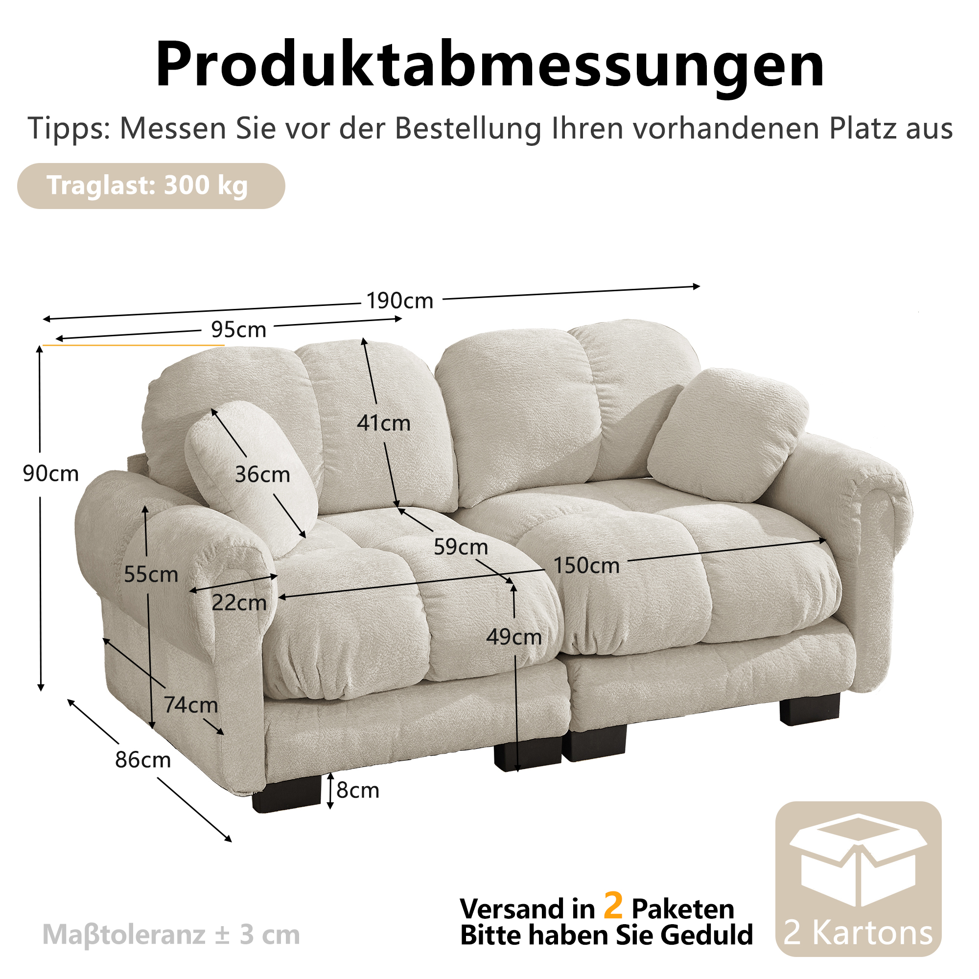 Dimensions du canapé modulable