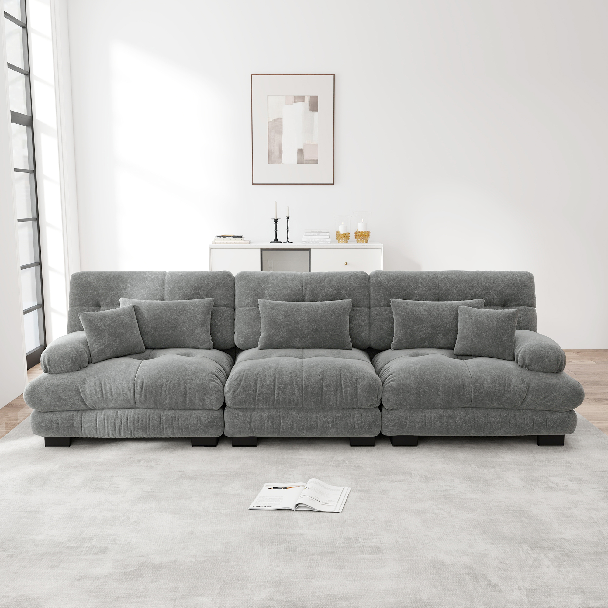3-Sitzer Modulares Ecksofa mit Tiefensitz, Chenill