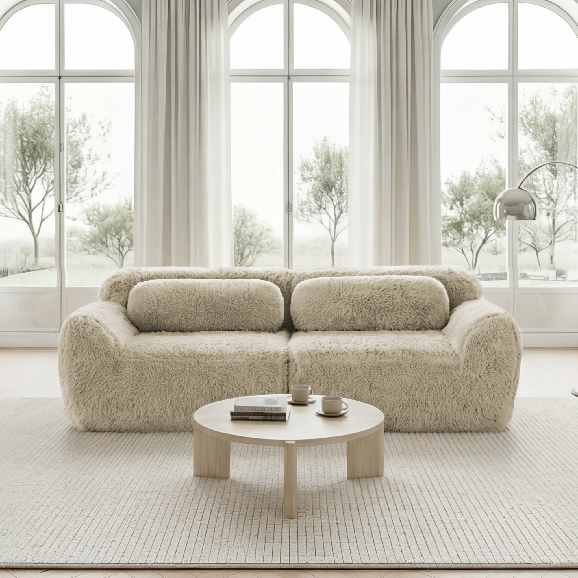 2-Sitzer Sofa, Plüschstoff, rahmenloses modulares 