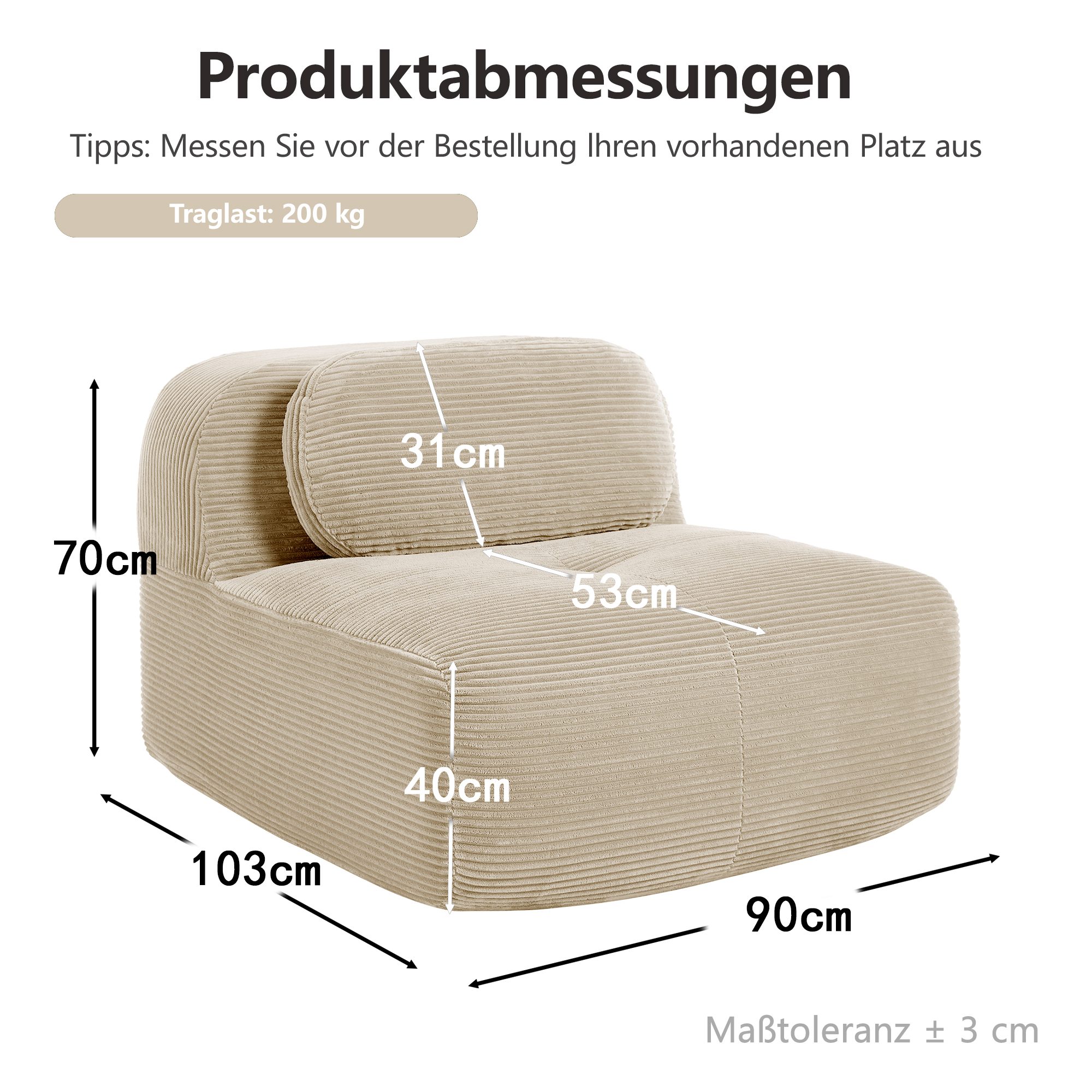 Dimensions du canapé