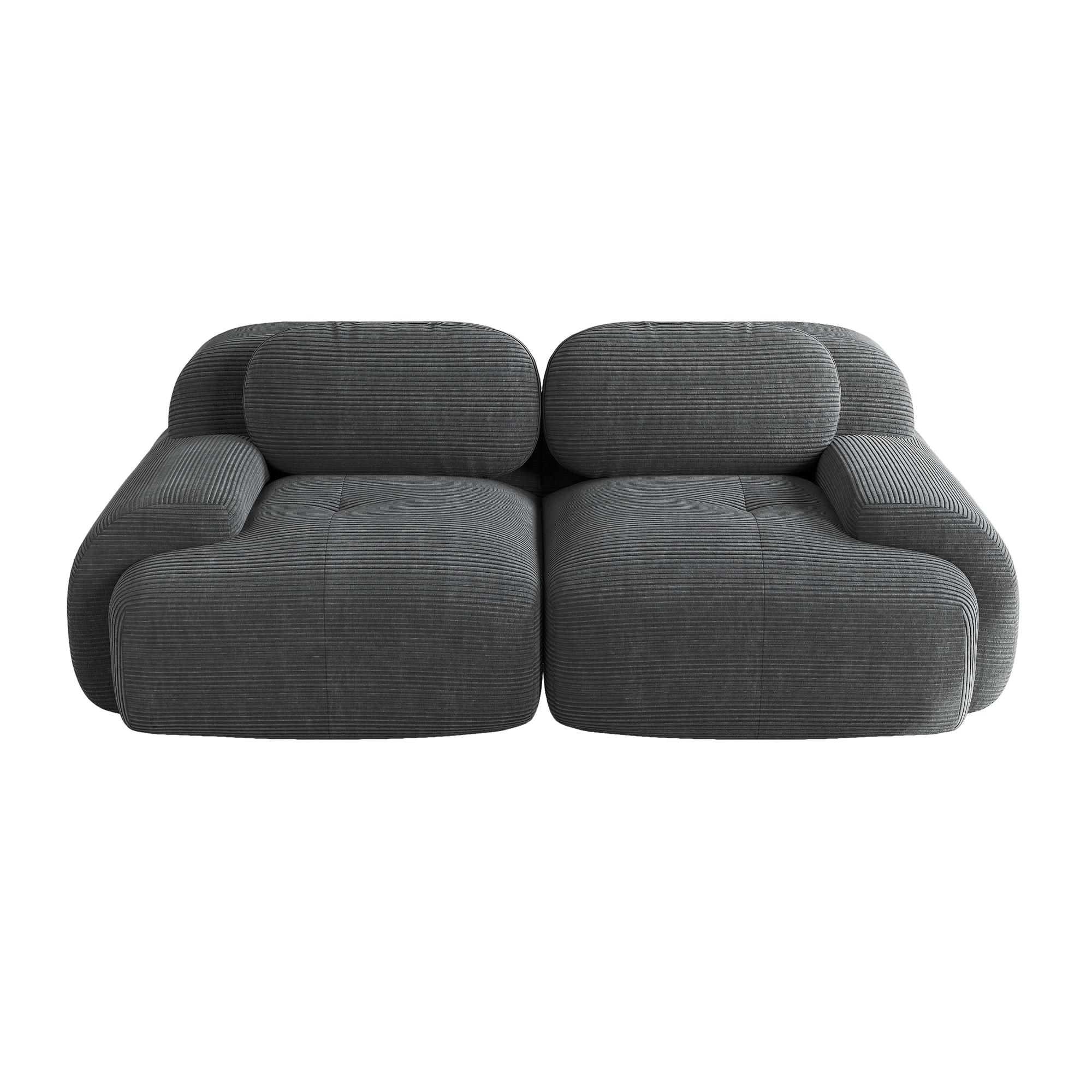 Canapé d amour en corduroy gris sans cadre - vue 4