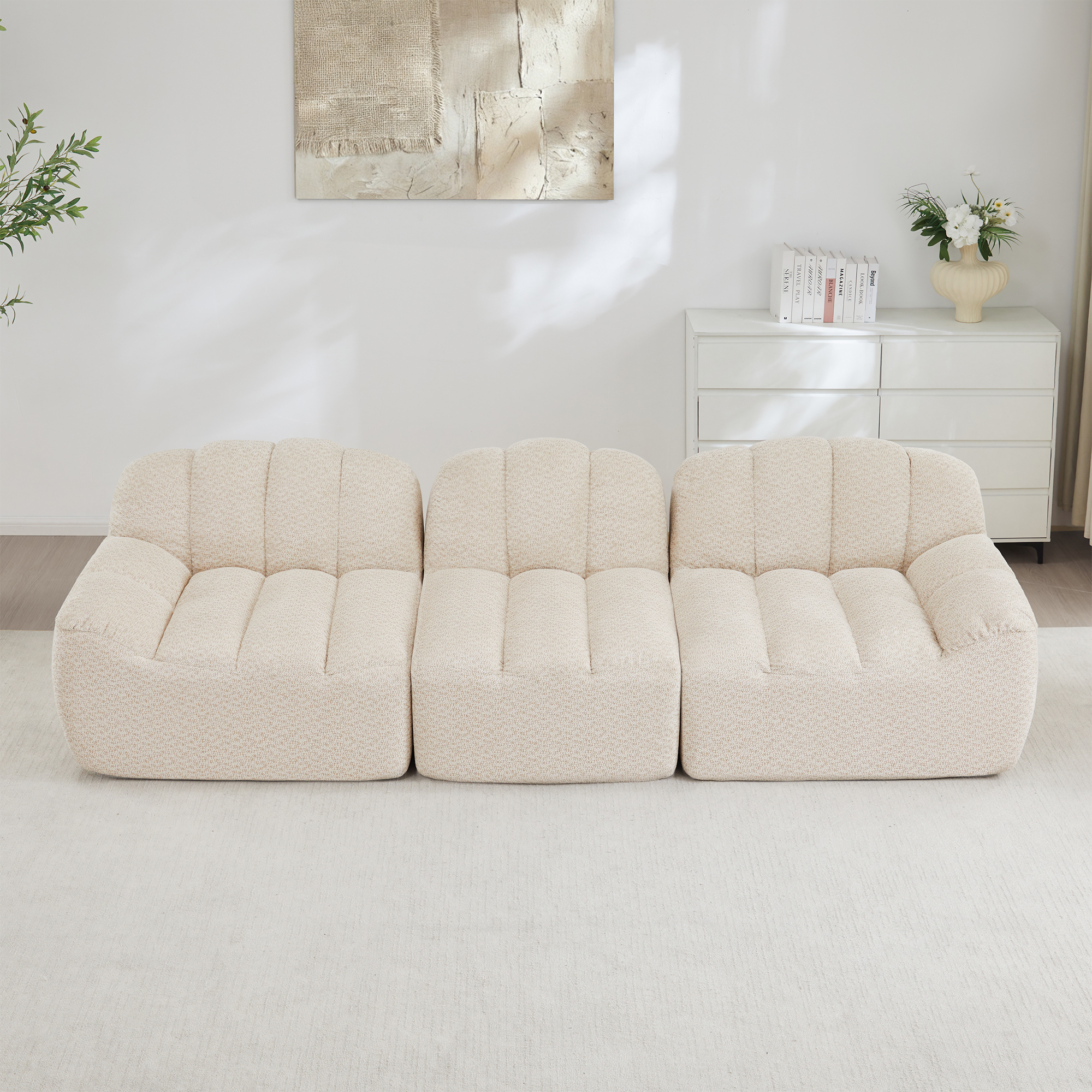 3-Sitzer Modulares Sofa, Boneless Design aus 32D H