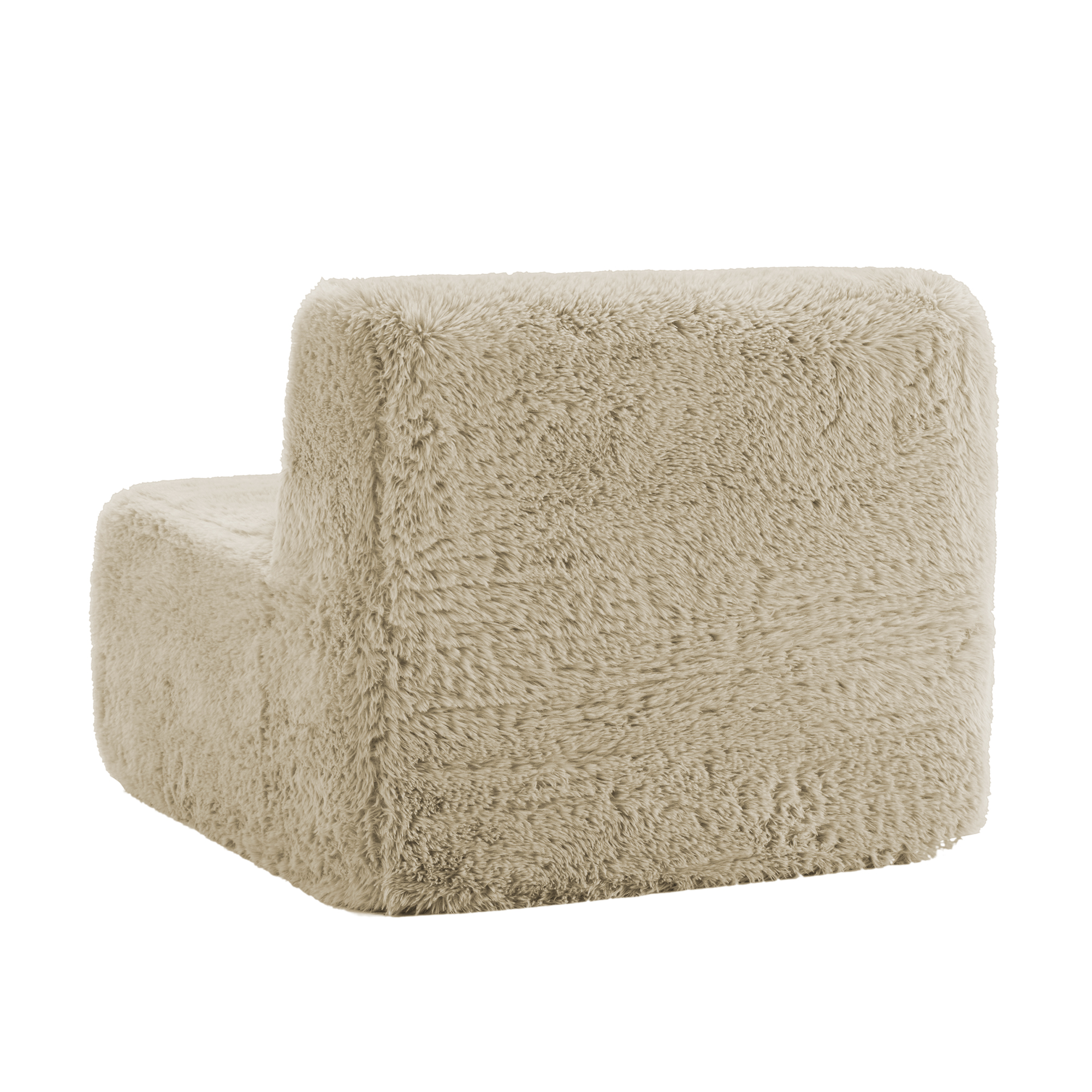 Canapé sans accoudoirs en peluche kaki clair avec coussin - vue 4