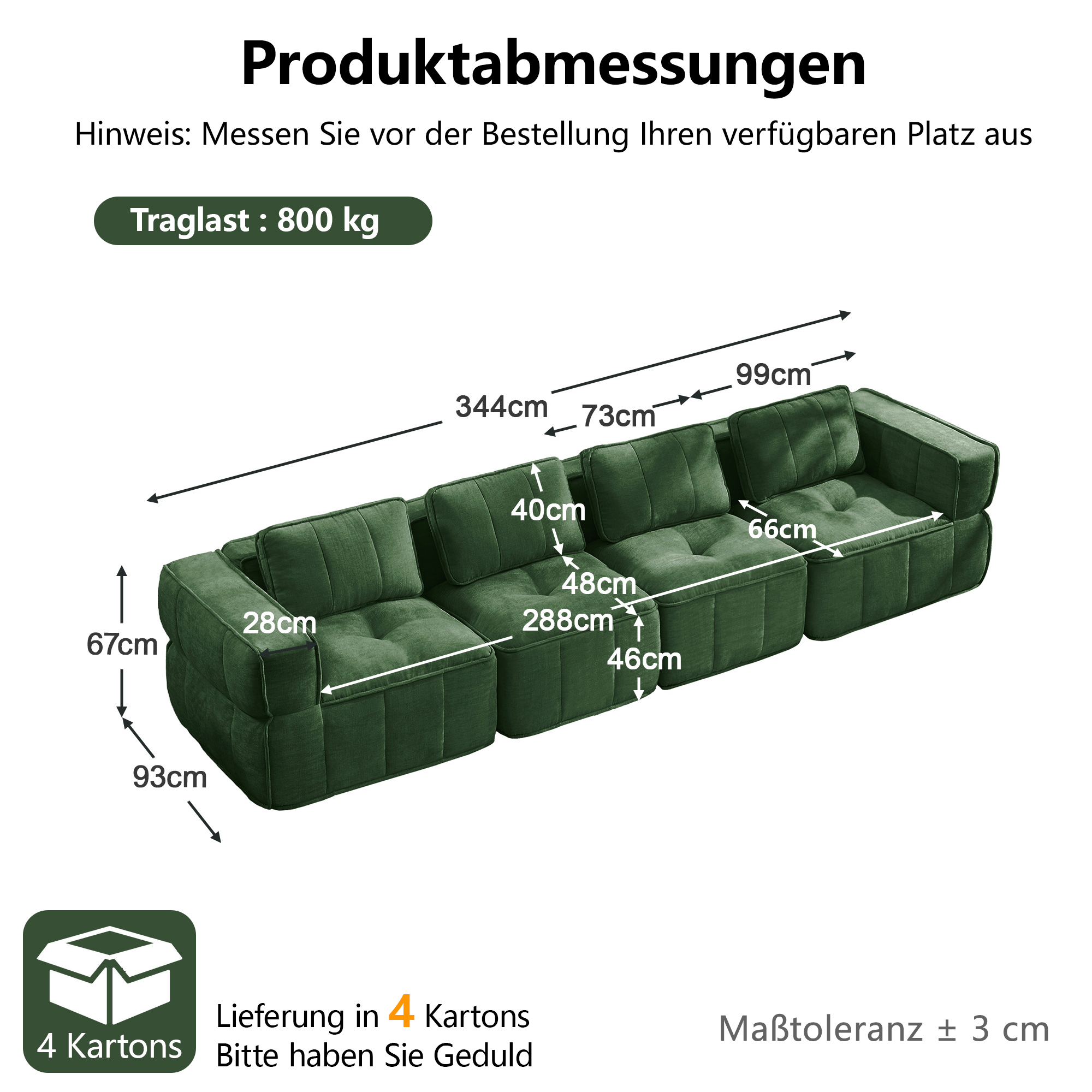 Dimensions du canapé