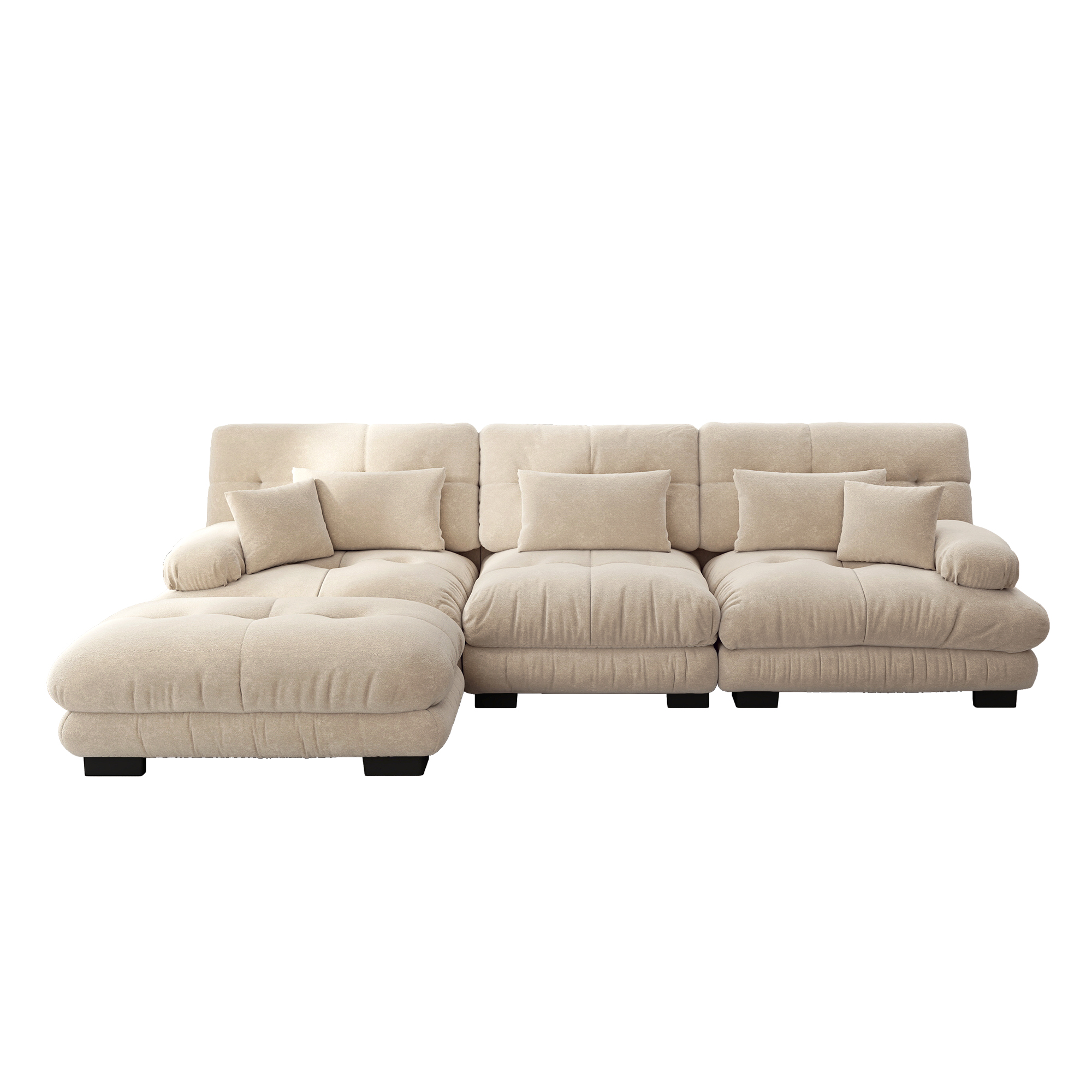Canapé d angle modulaire luxueux en chenille café clair - vue 4