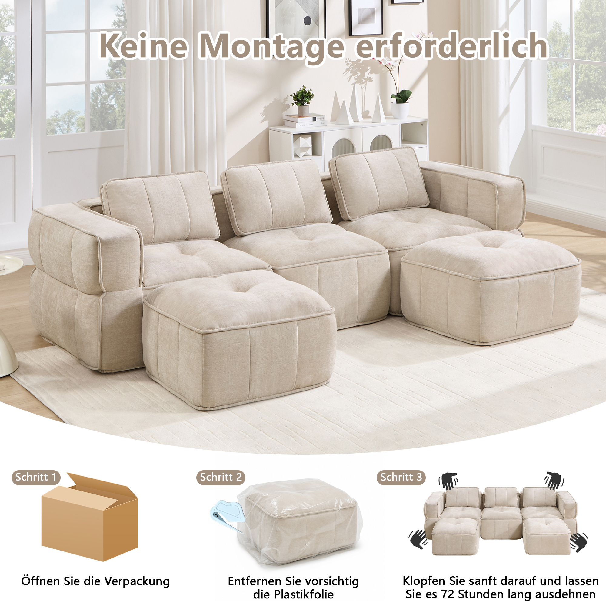 Canapé modulaire Beige - visuel 5
