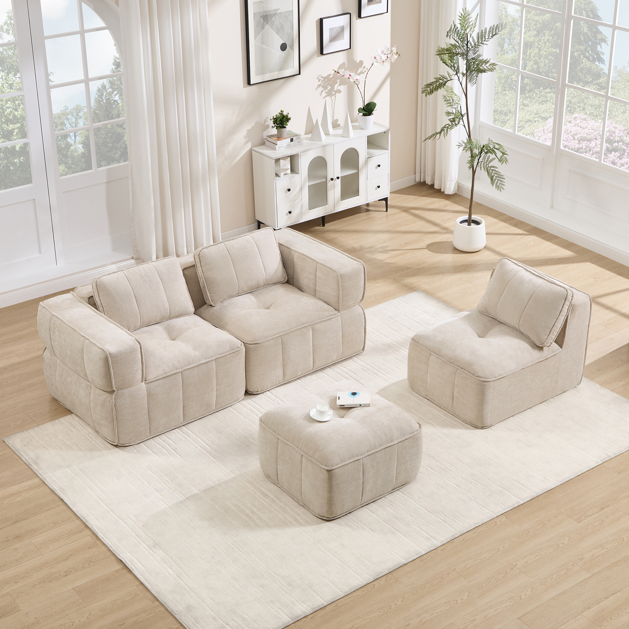 Canapé modulaire Beige - visuel 3