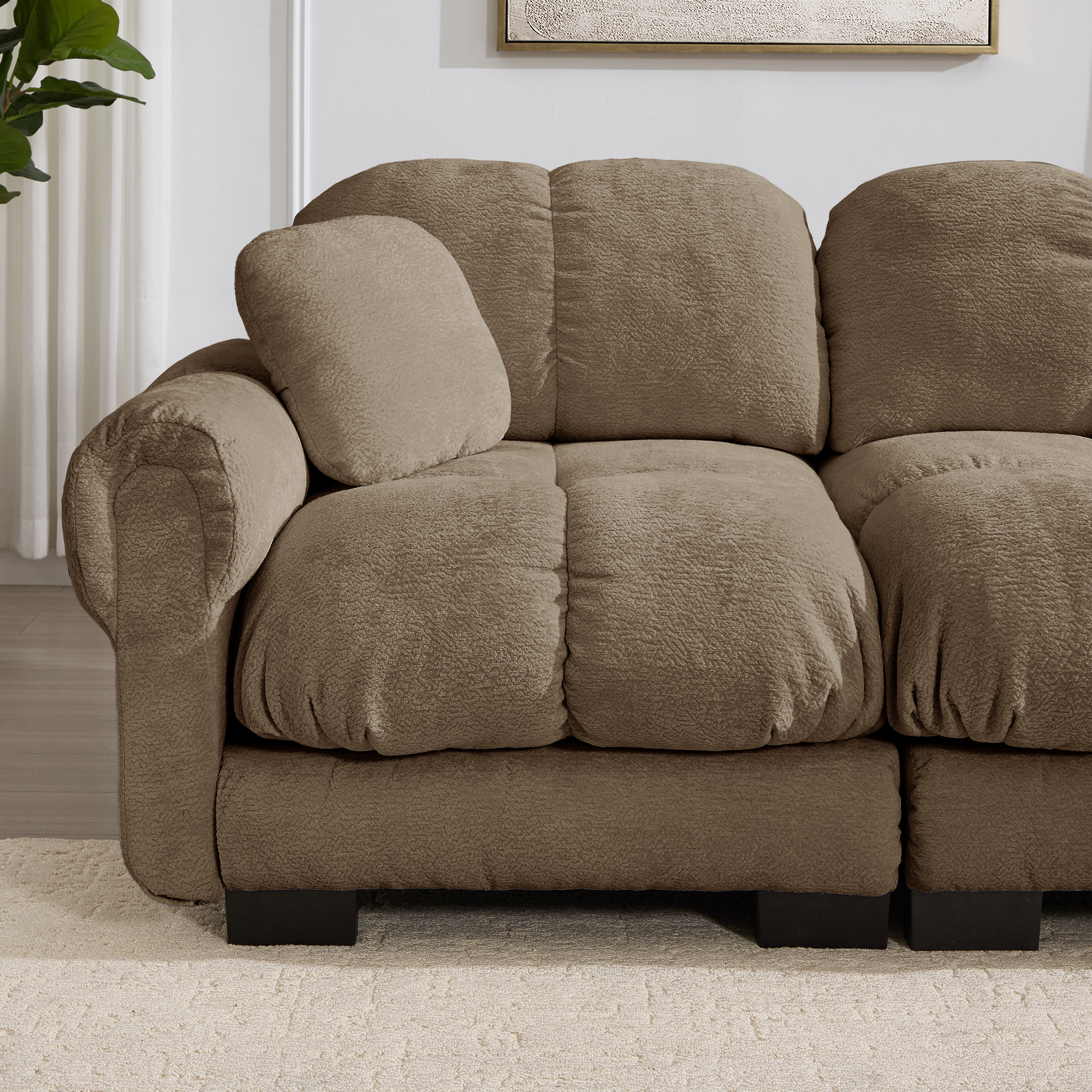 Canapé modulable en tissu chenille