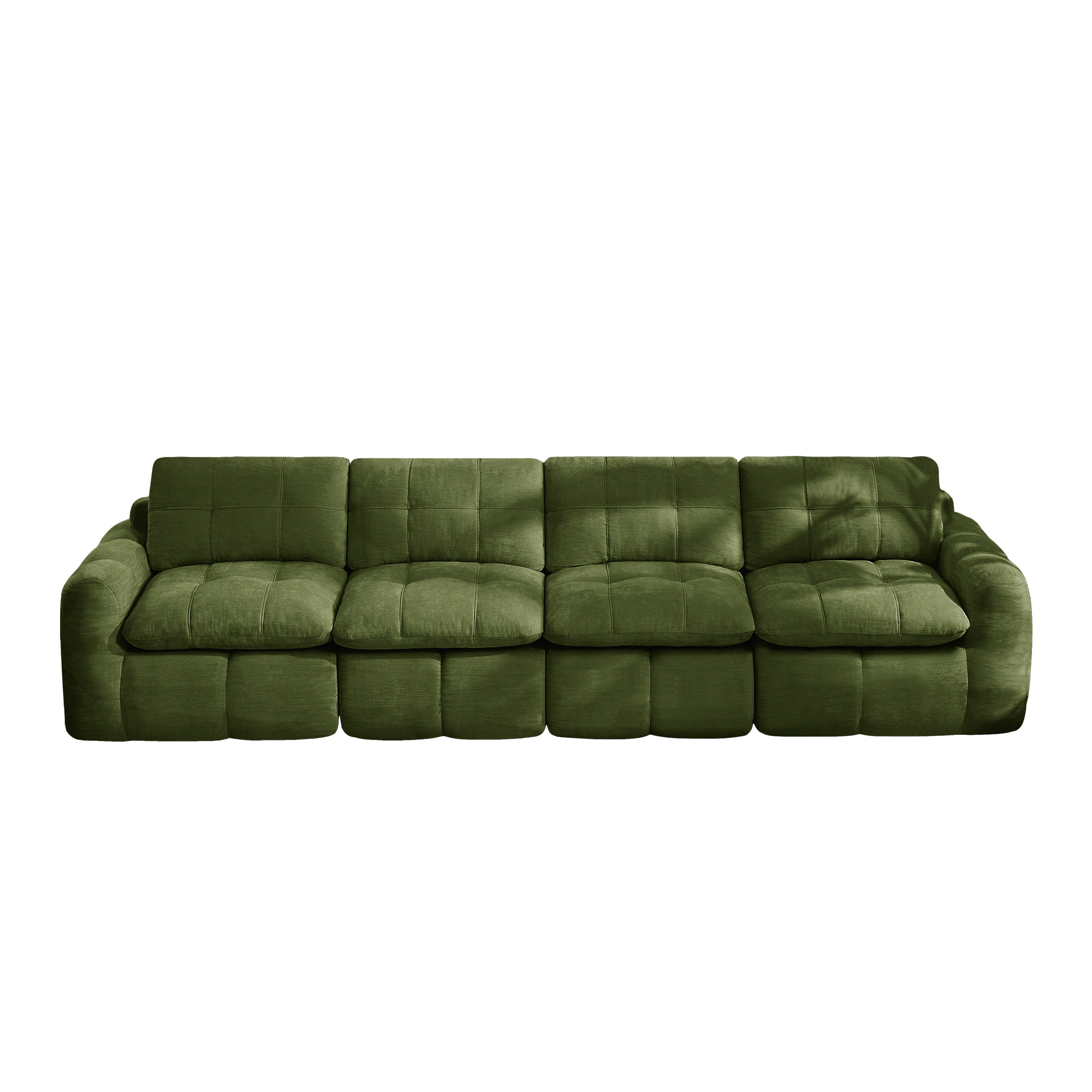 Canapé modulable 4 places 334 x 97 x 68 cm, Chenille, vert - vue principale 1