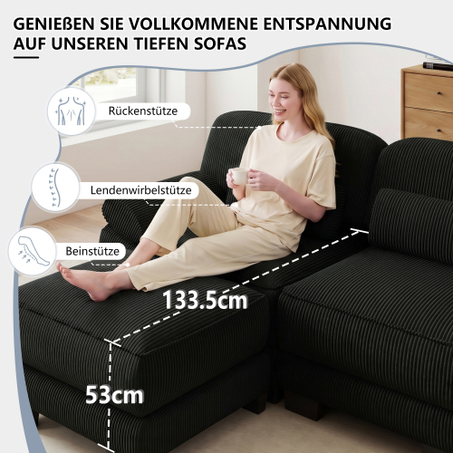 Coussin lombaire cylindrique et accoudoirs épais amovibles