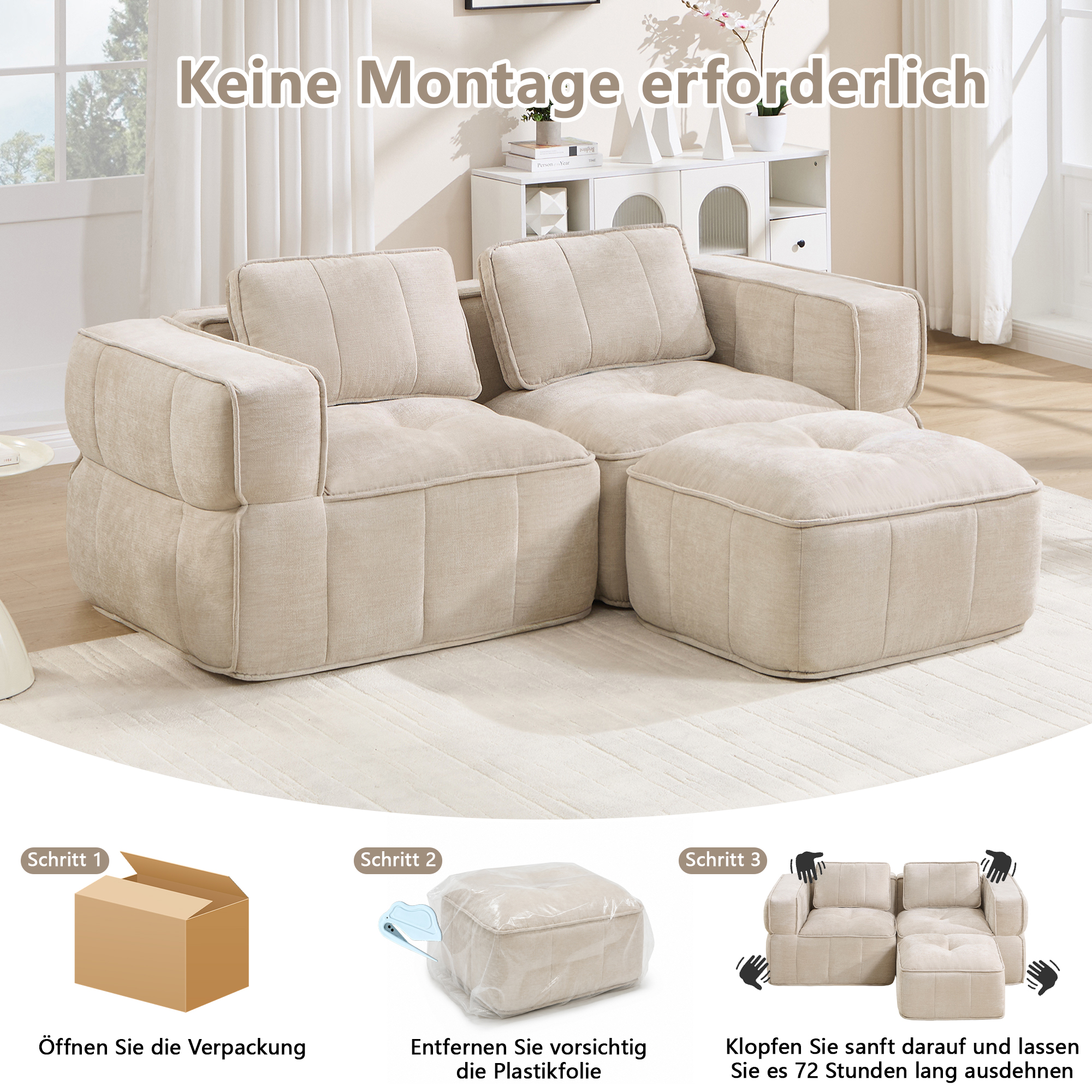 Canapé modulaire Beige - visuel 5