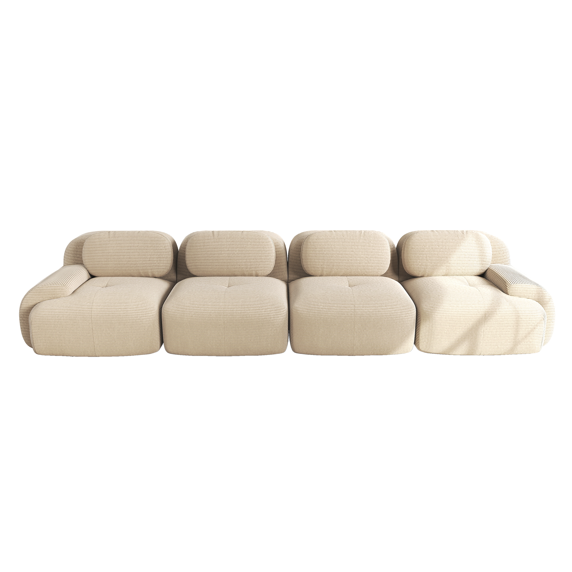 Canapé 4 places en corduroy beige sans cadre 388x103x75 cm - vue 4