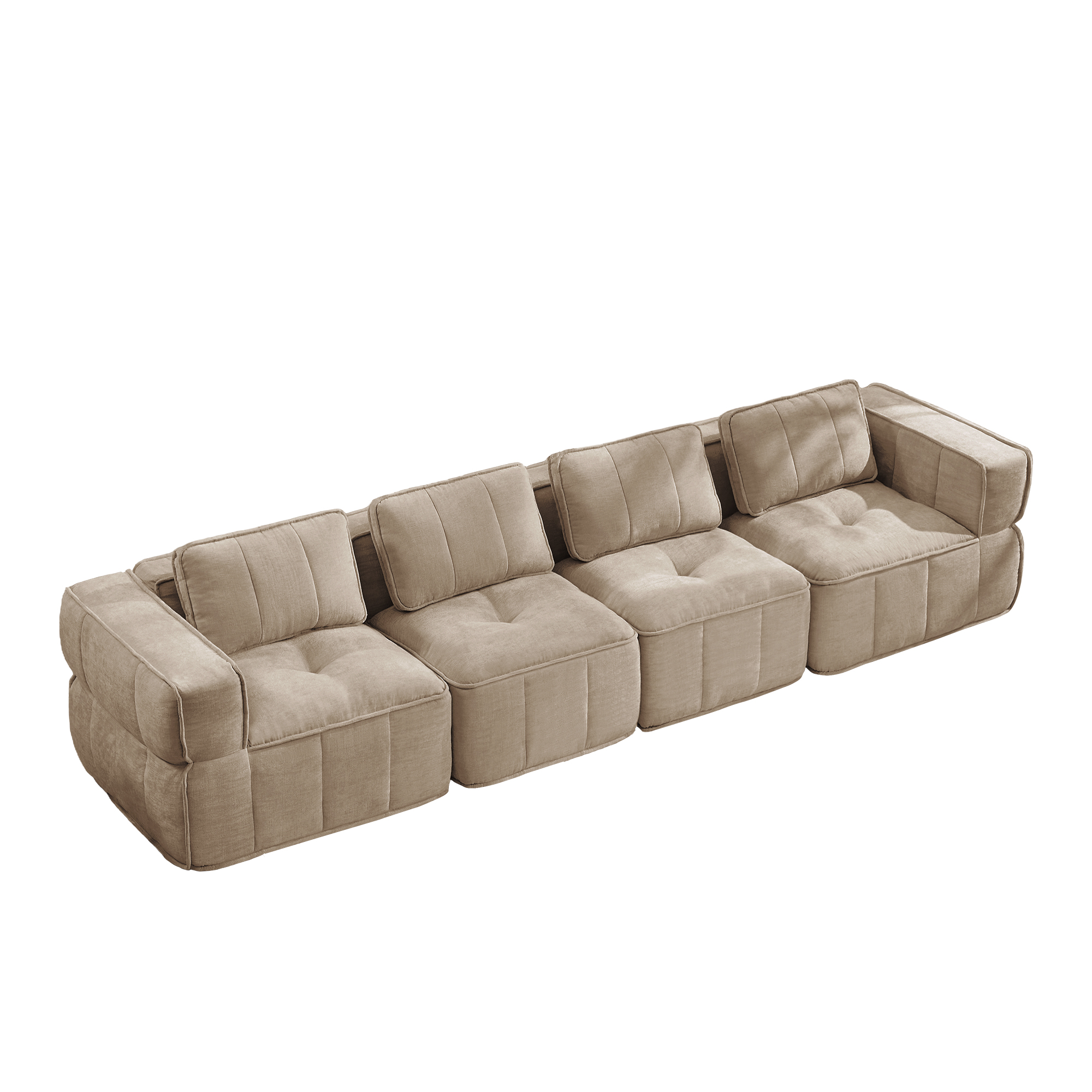 Canapé modulable 4 places 344 x 93 x 67 cm, Tissu, beige - vue complémentaire 1