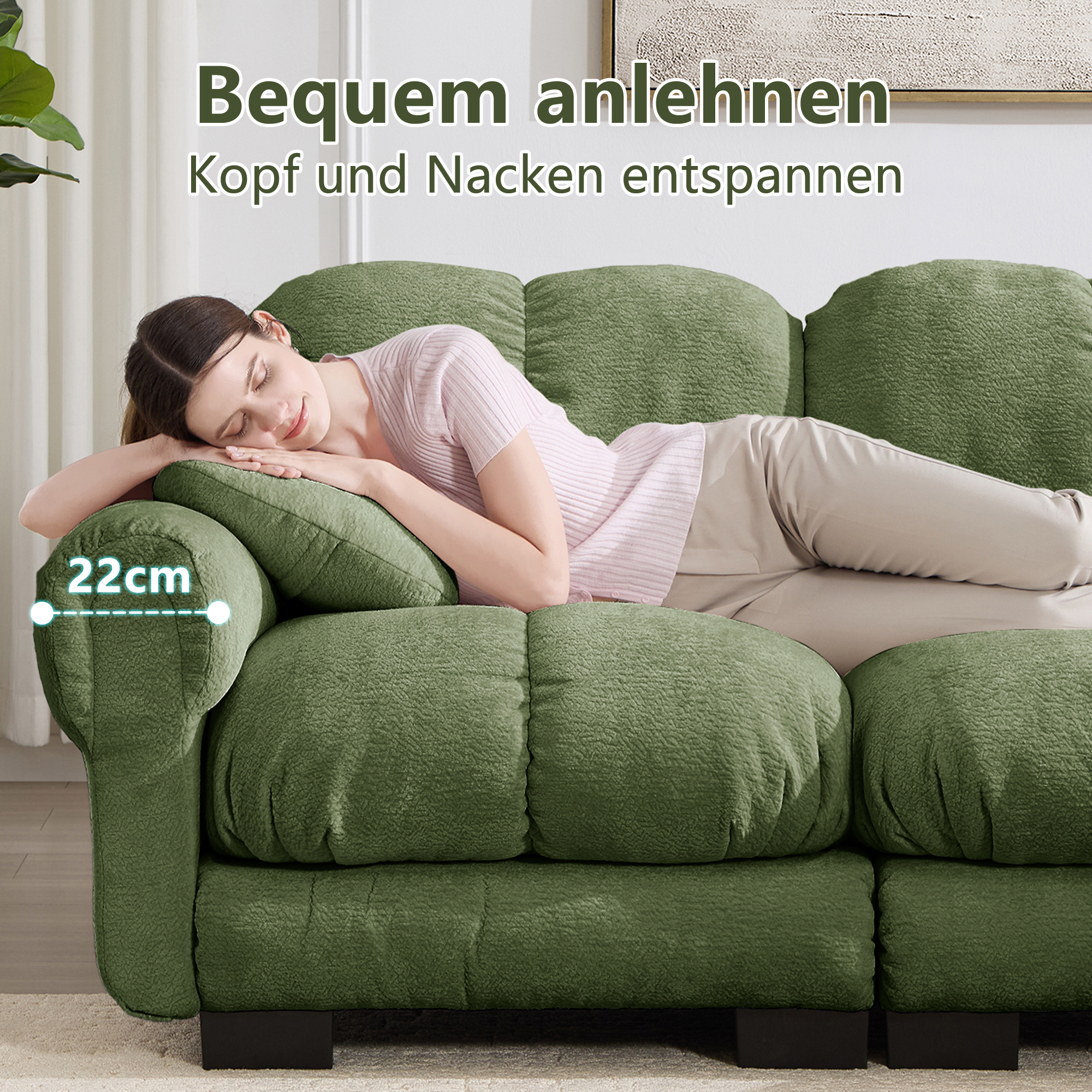 Canapé modulable avec assise confortable et finition soignée vert - vue complémentaire 1