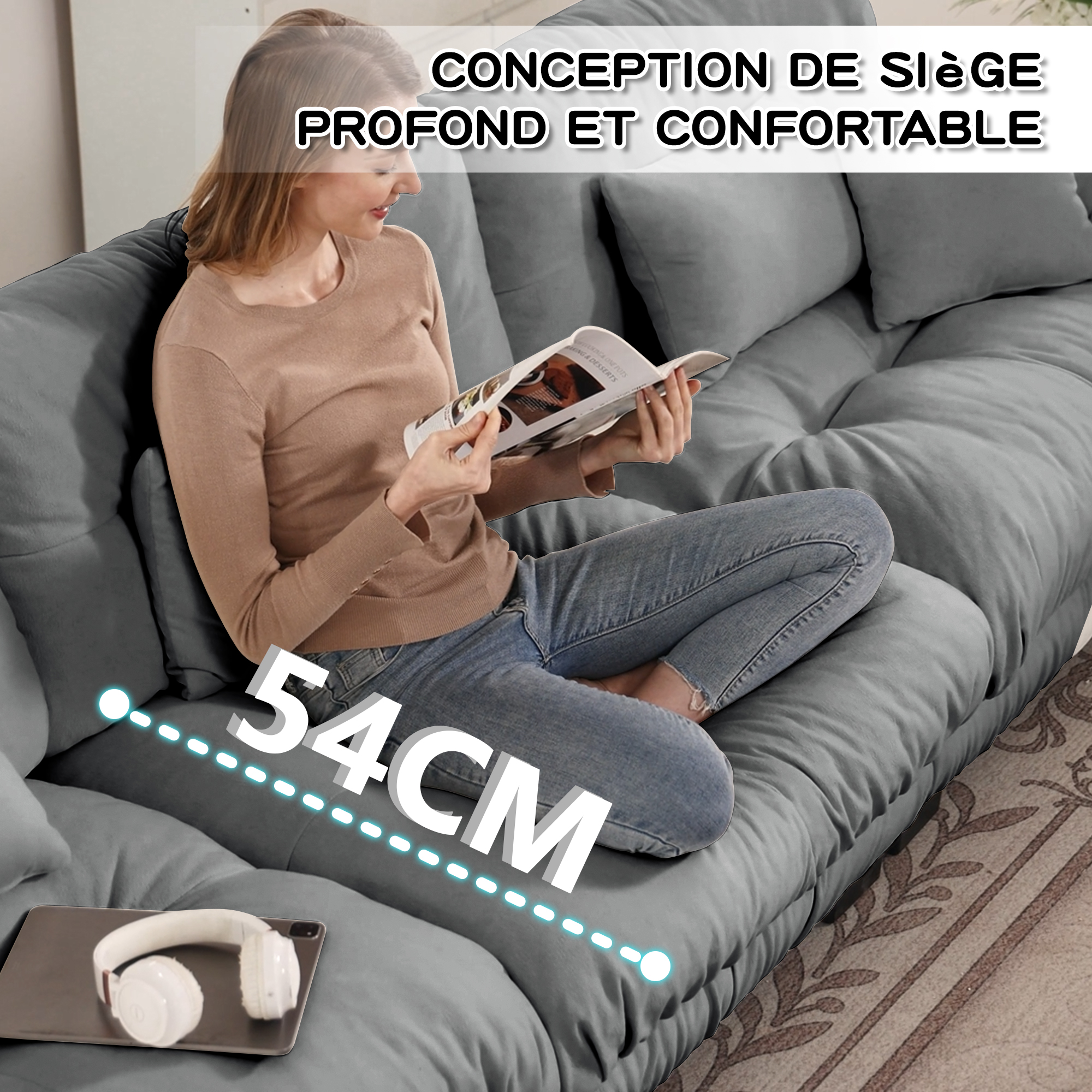 Détail du canapé d'angle