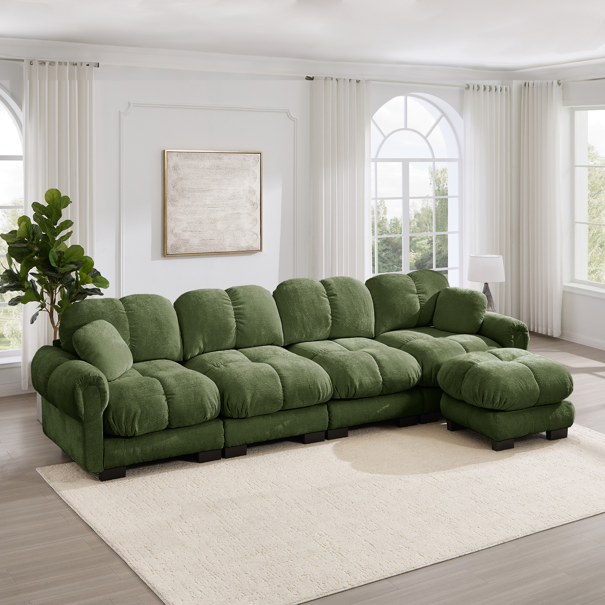 Canapé modulable avec assise confortable et finition soignée vert - présentation 1