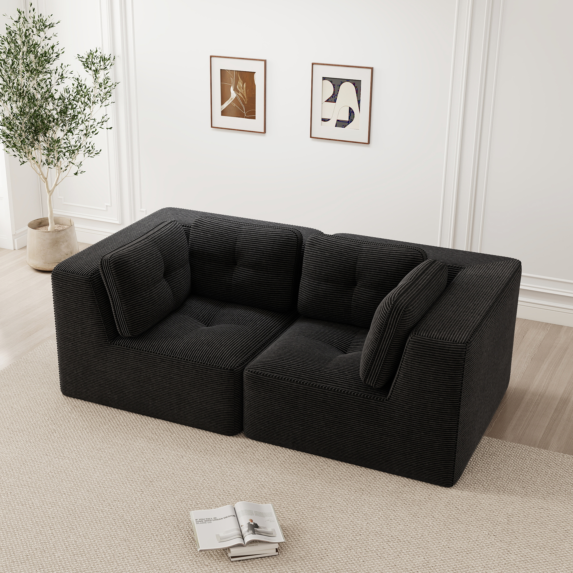 Modular and configurable corner sofa, two-seater f
