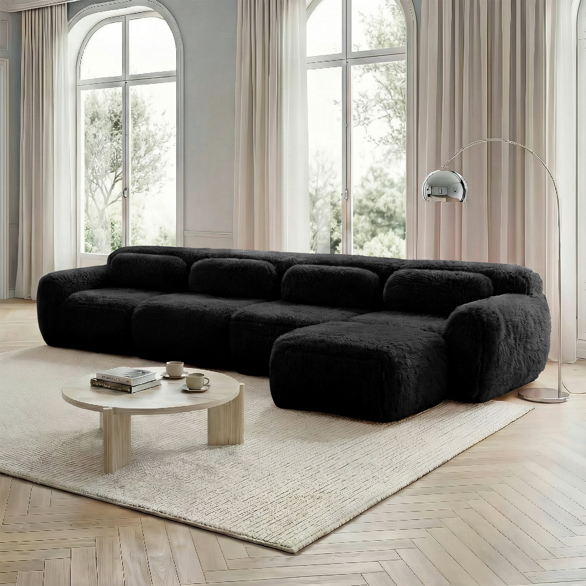 4-Sitzer L-förmiges Sofa, modulare Mehrfachkombina