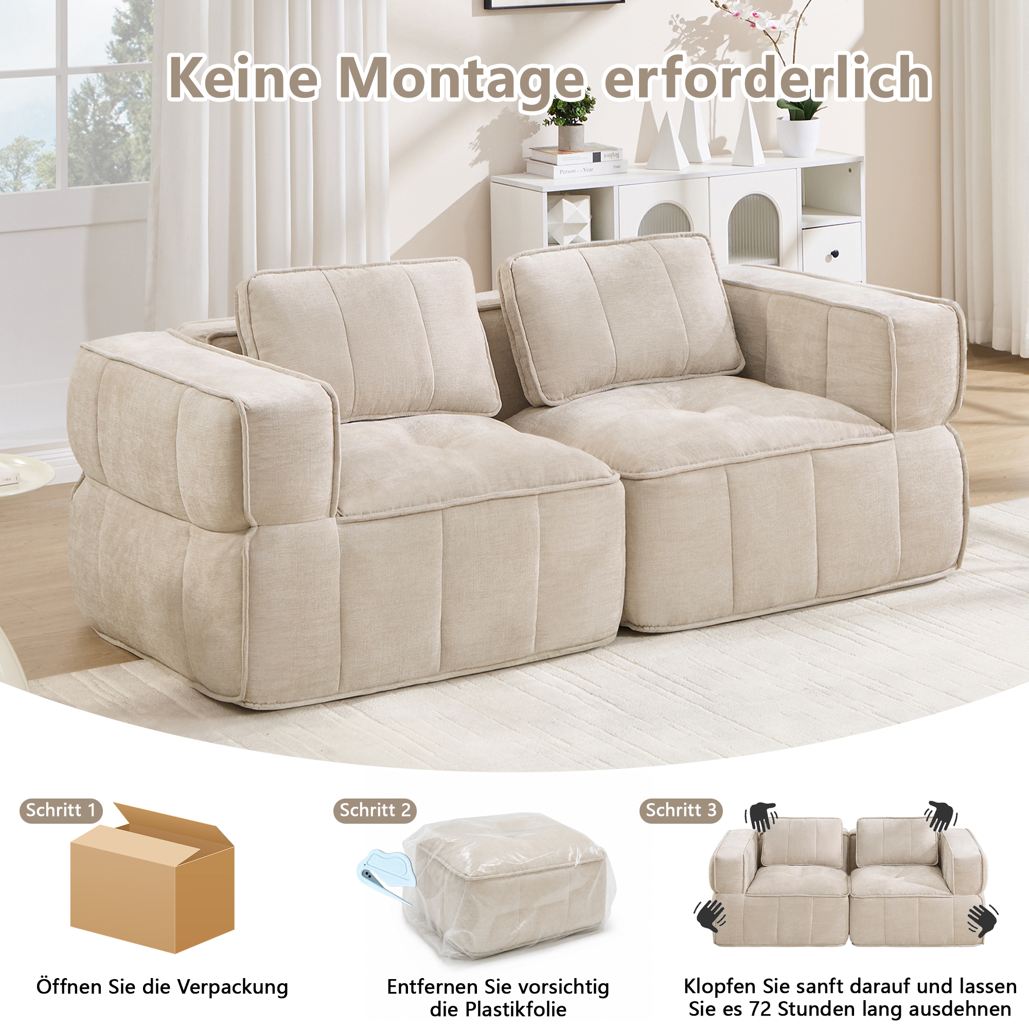 Canapé modulaire Beige - visuel 5