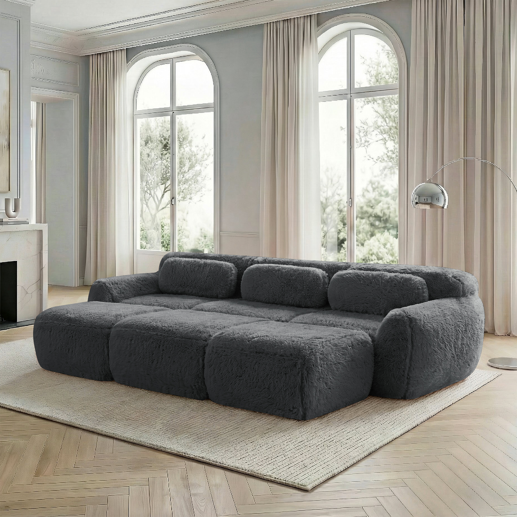 Boneless Cloud Sofas, Weicher Flauschplüsch-Stoff,