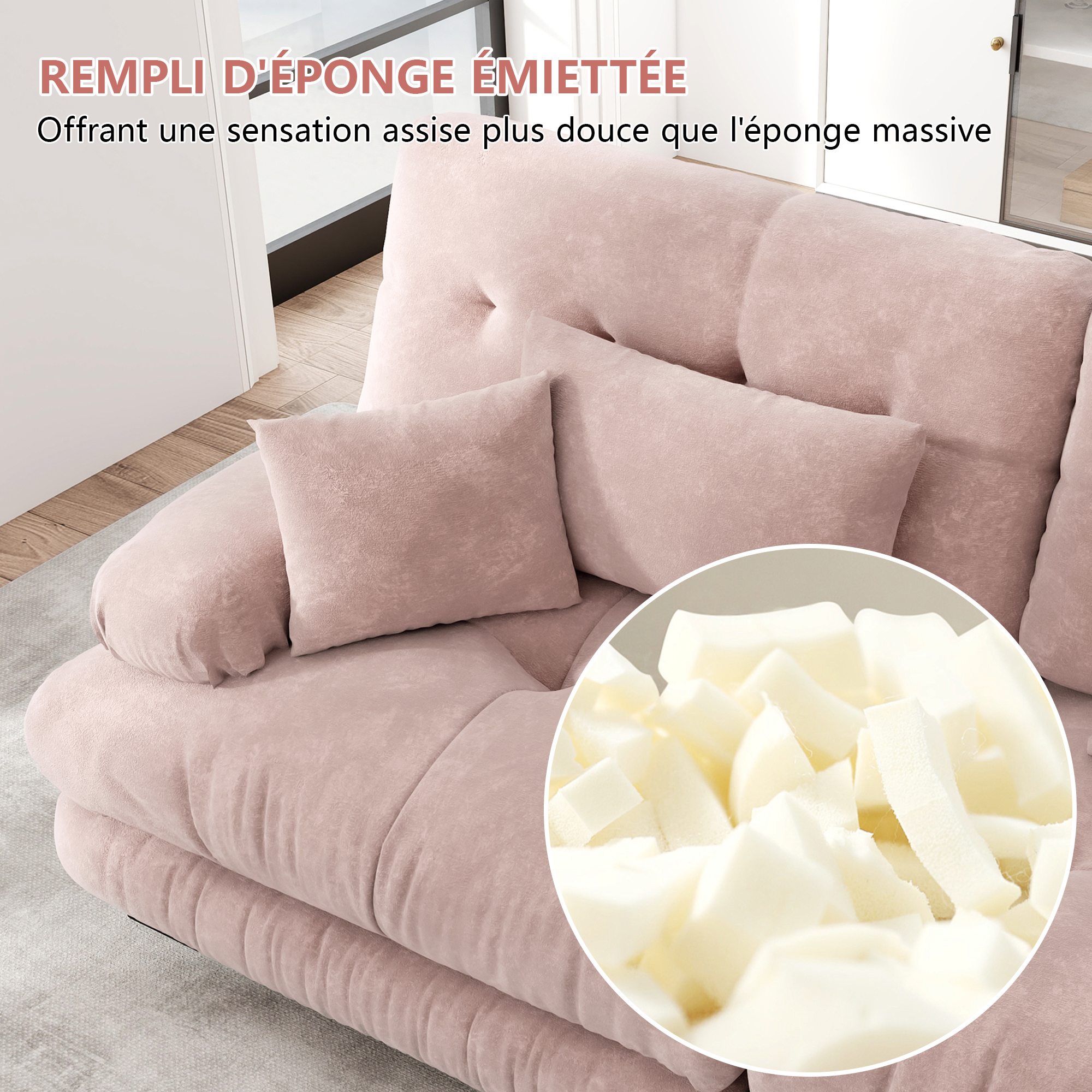 Détail du canapé d'angle