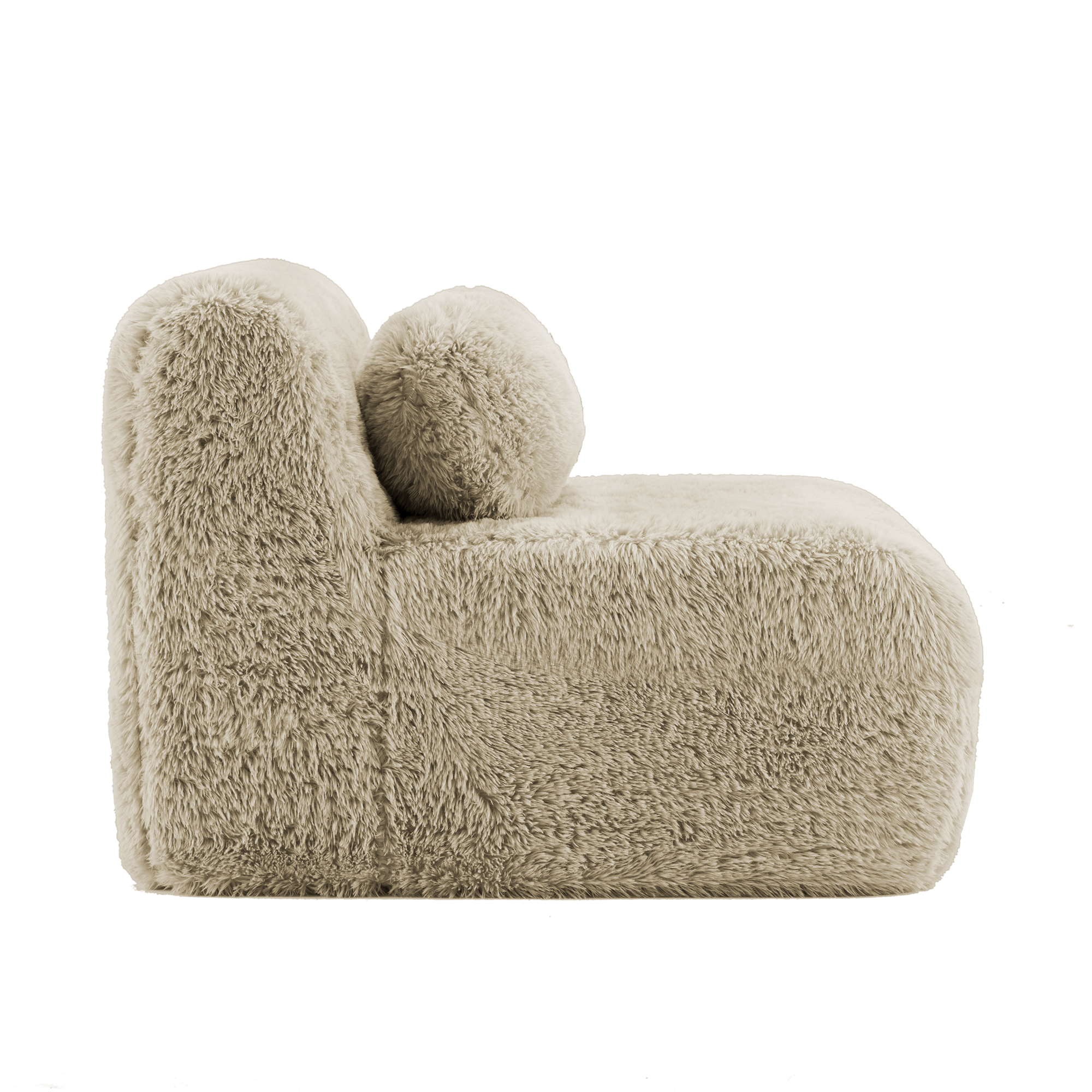 Canapé sans accoudoirs en peluche kaki clair avec coussin - vue 3