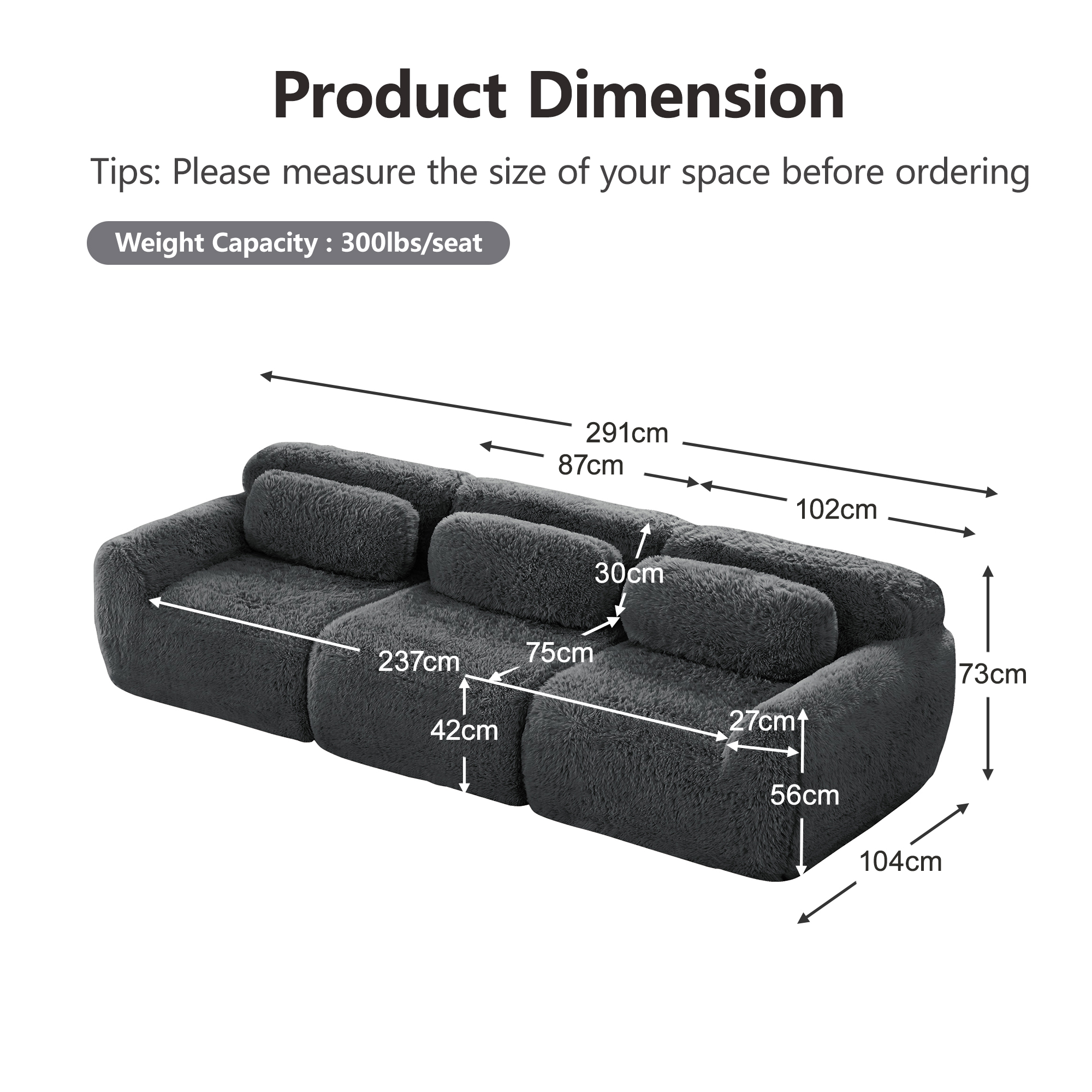 Dimensions techniques canapé