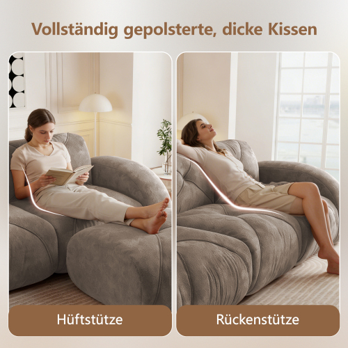 Canapé modulable chenille taupe - vue d'ensemble
