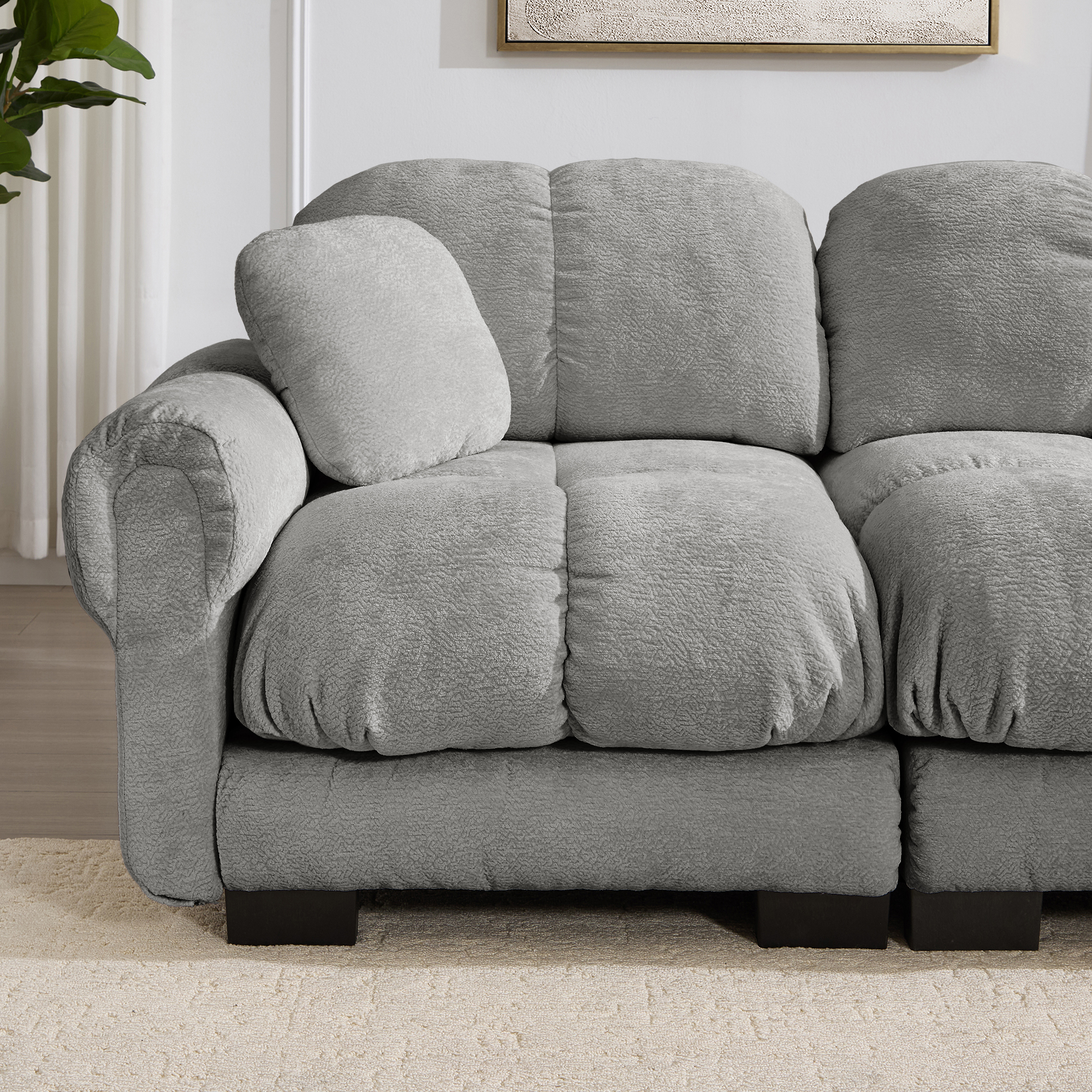 Canapé modulable en tissu chenille