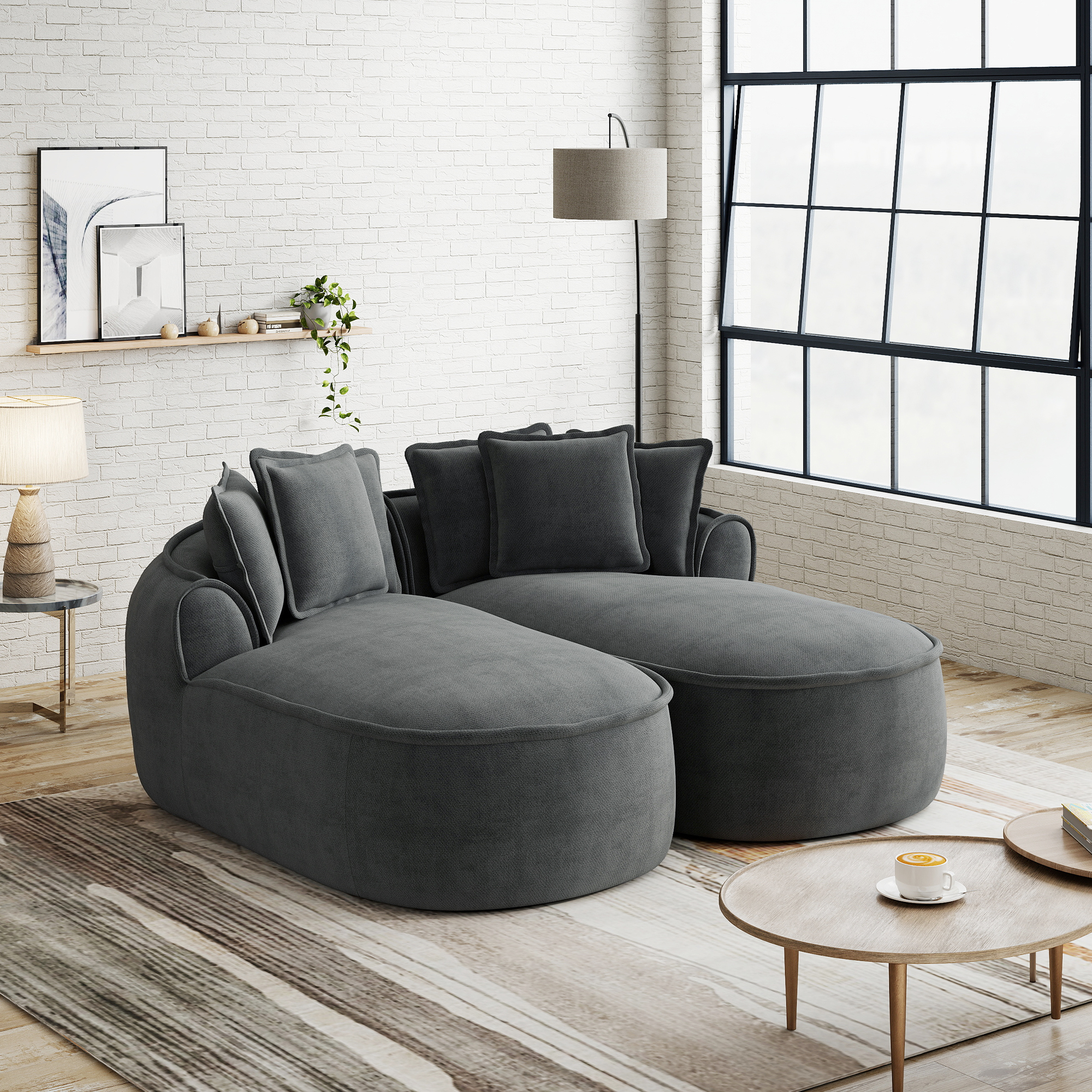 Komfortables Chenille Cloud Doppel Sofa, frameless