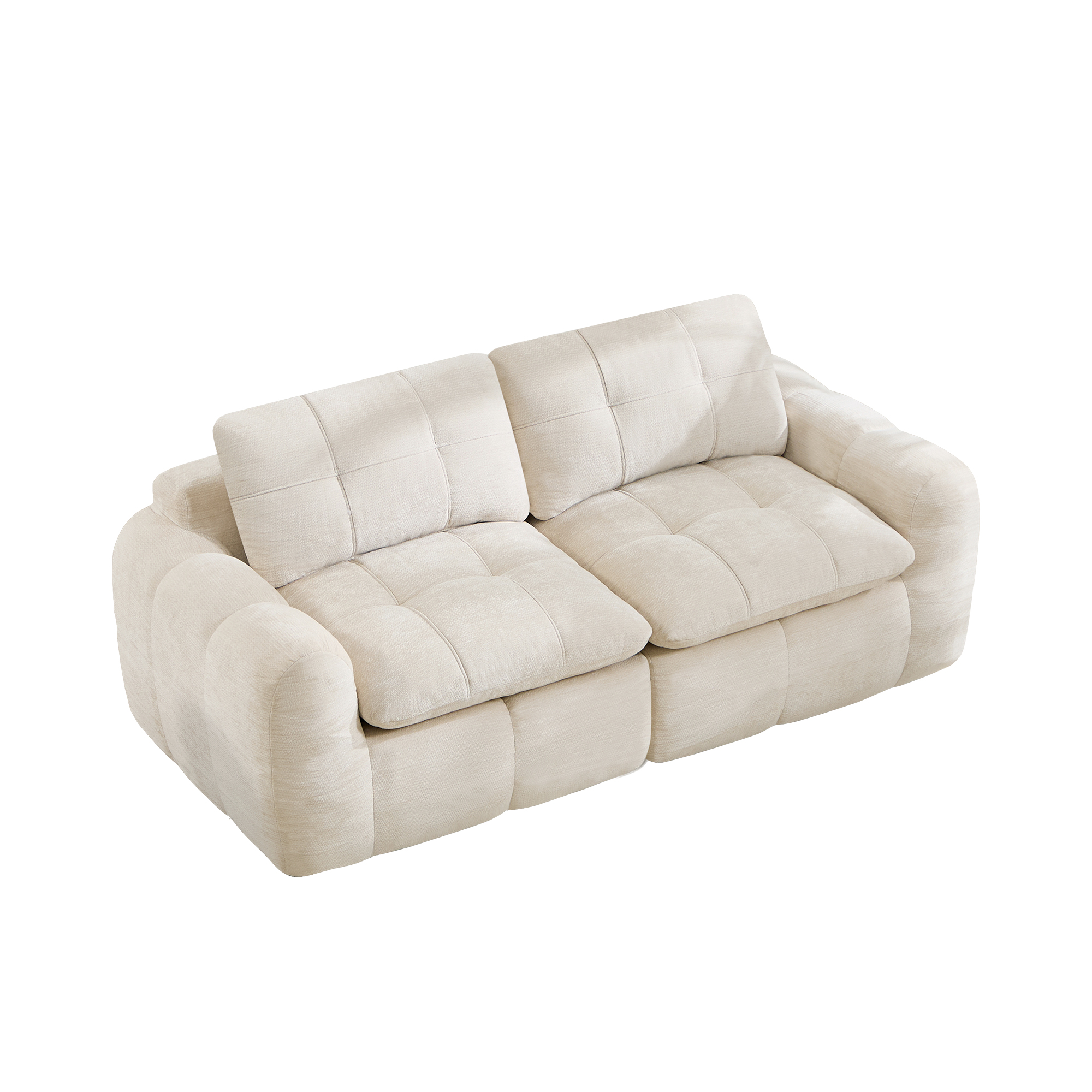 Canapé modulable 2 places 164 x 97 x 68 cm, Chenille, beige - vue complémentaire 1