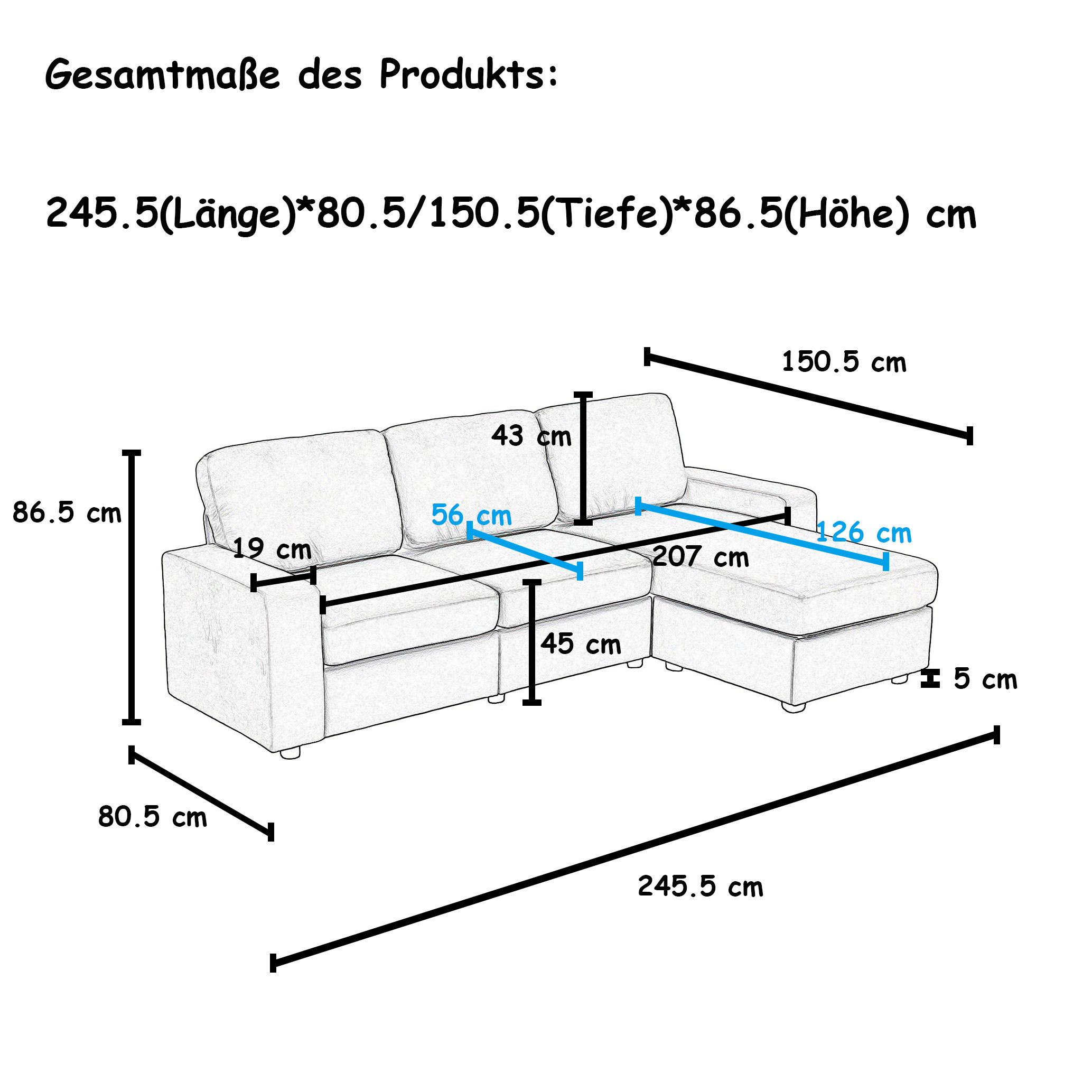 Dimensions du canapé