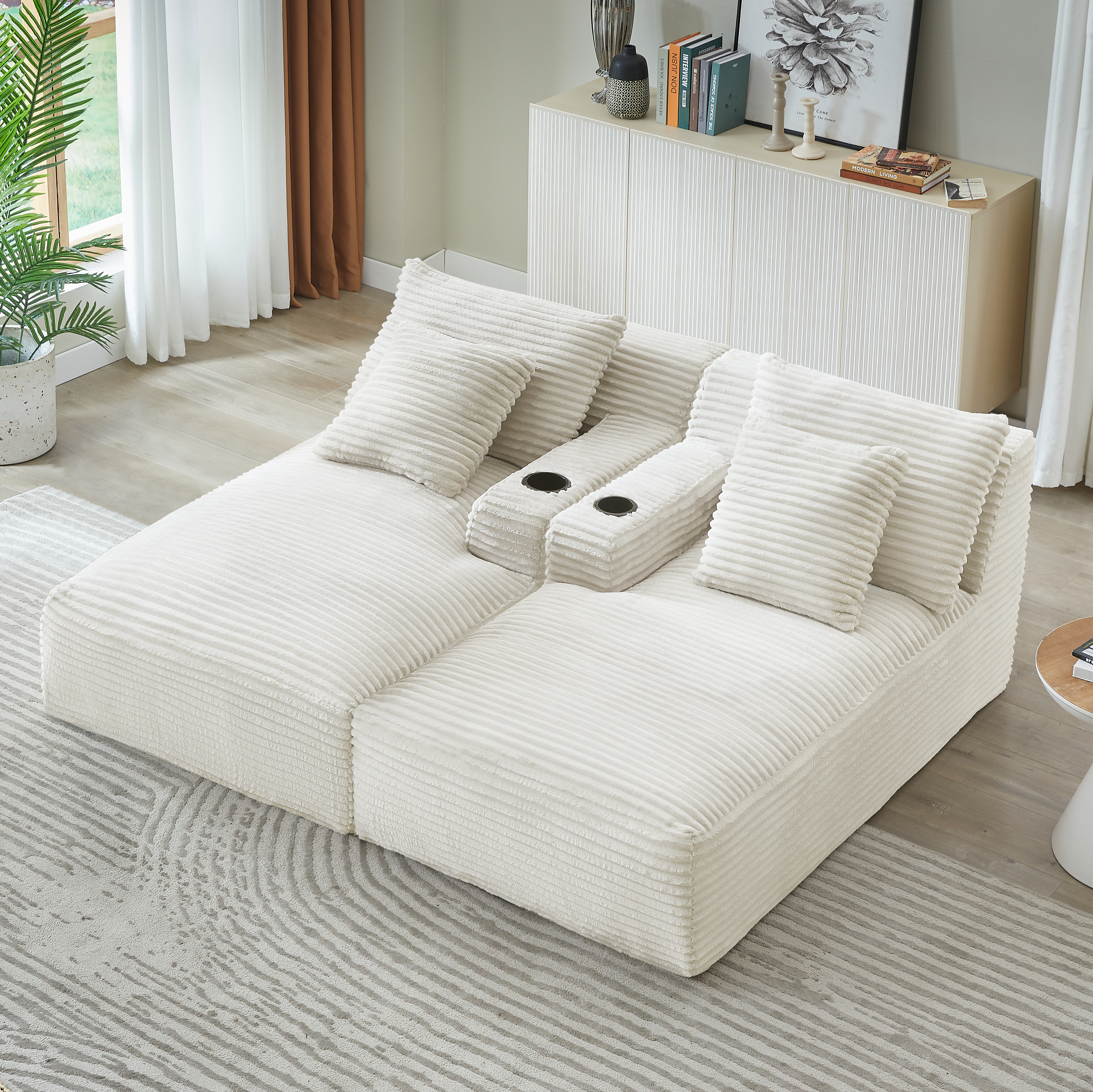 Détail canapé beige