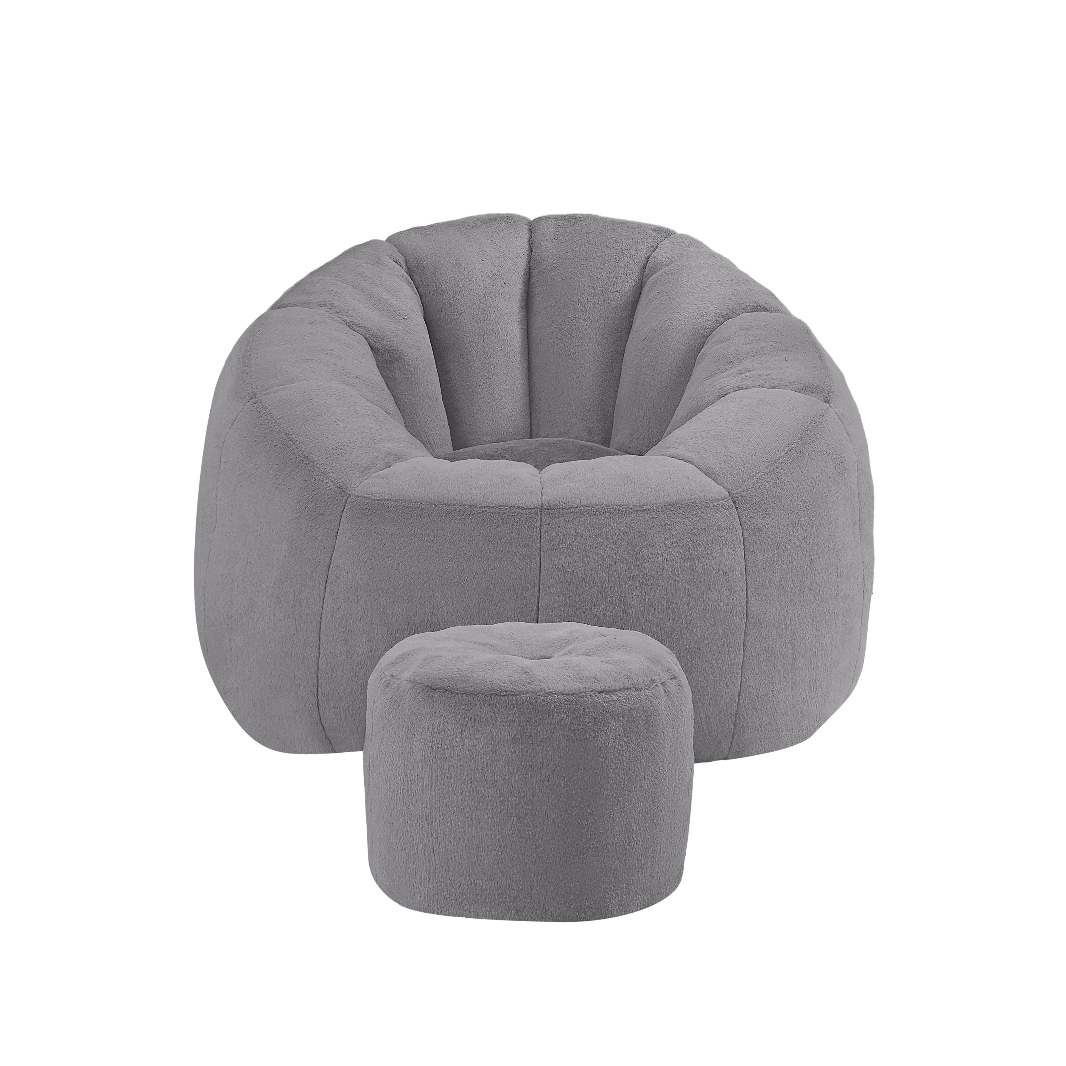 Weicher Blüten-Sitzsack für Erwachsene mit Fußhock