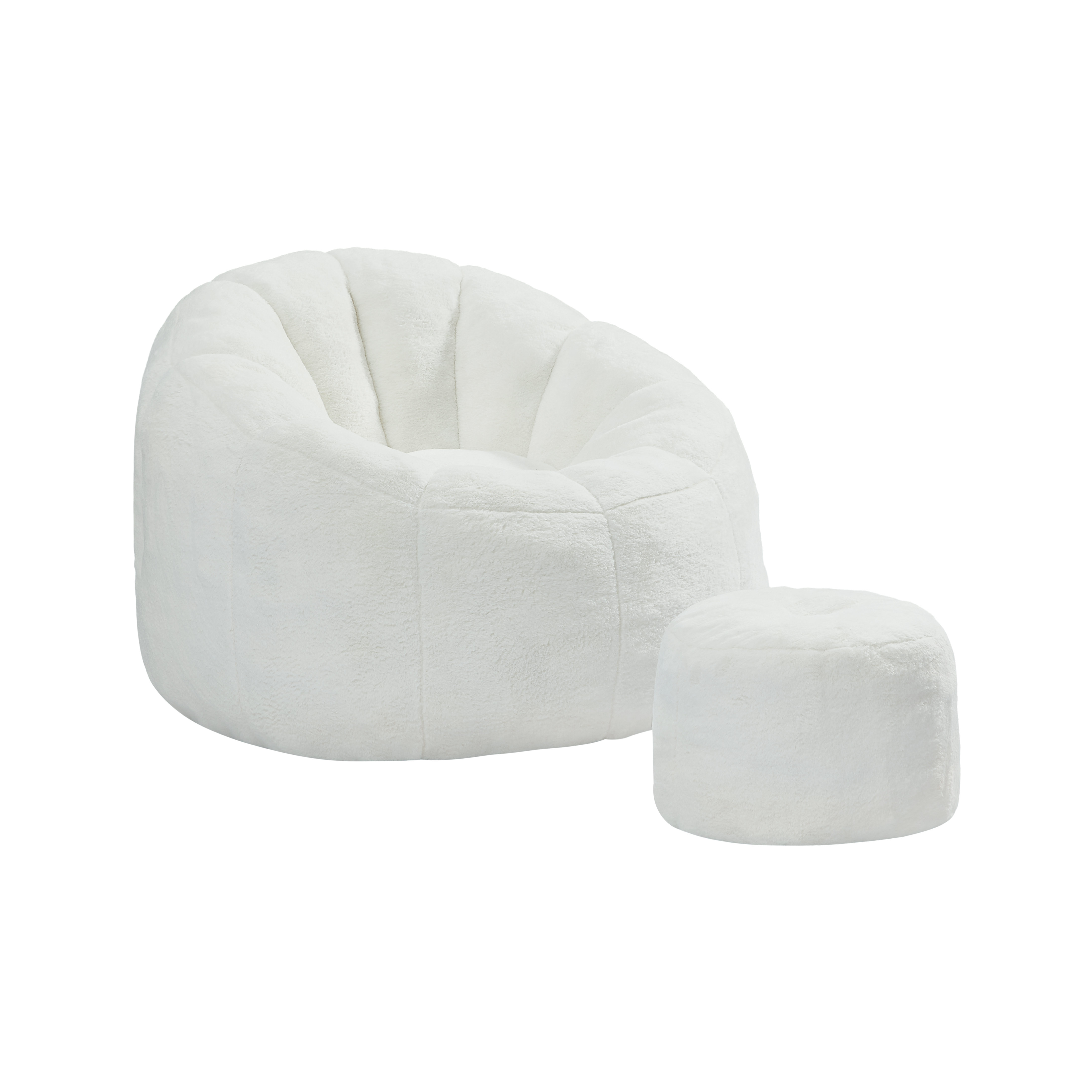 Weicher Blüten-Sitzsack für Erwachsene mit Fußhock