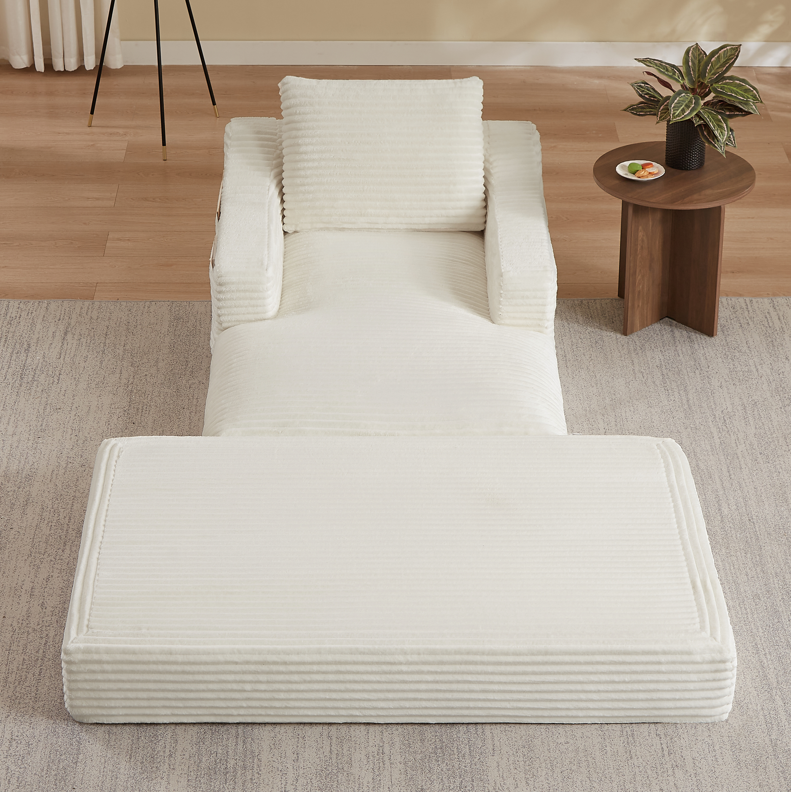 Fauteuil lounge sans cadre en corduroy blanc - vue 4