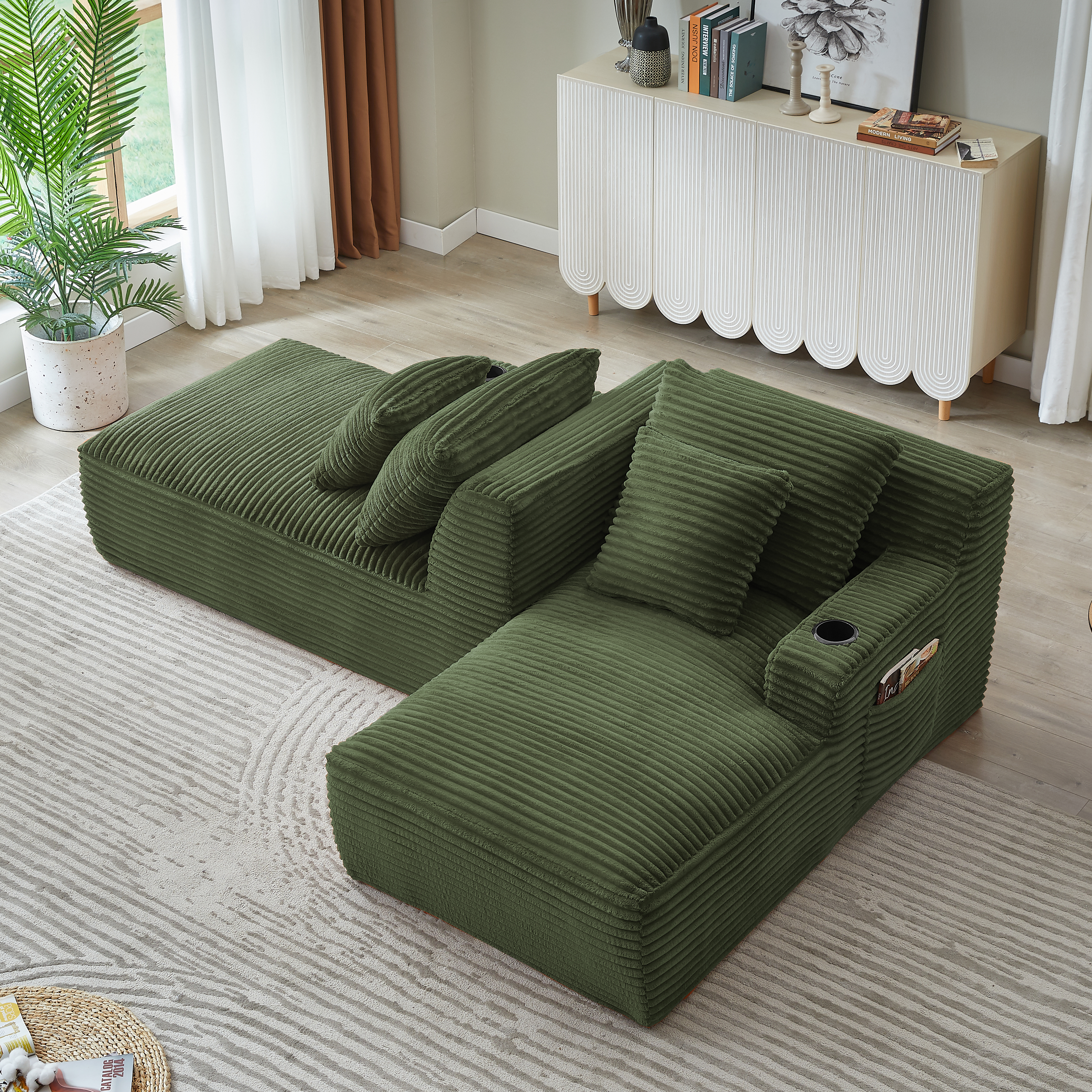 Vue complète double chaise longue
