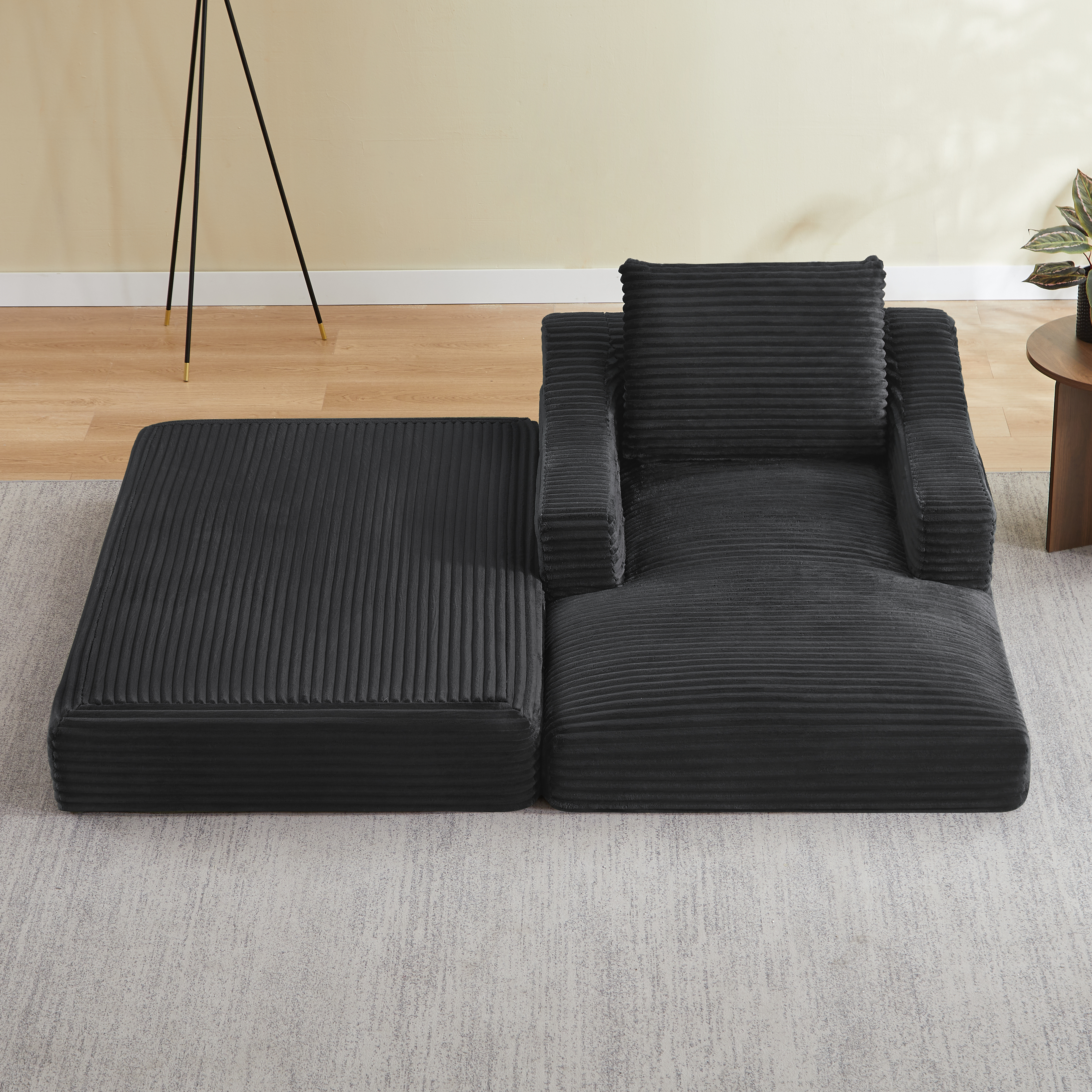 Fauteuil lounge sans cadre en corduroy gris foncé - vue 4