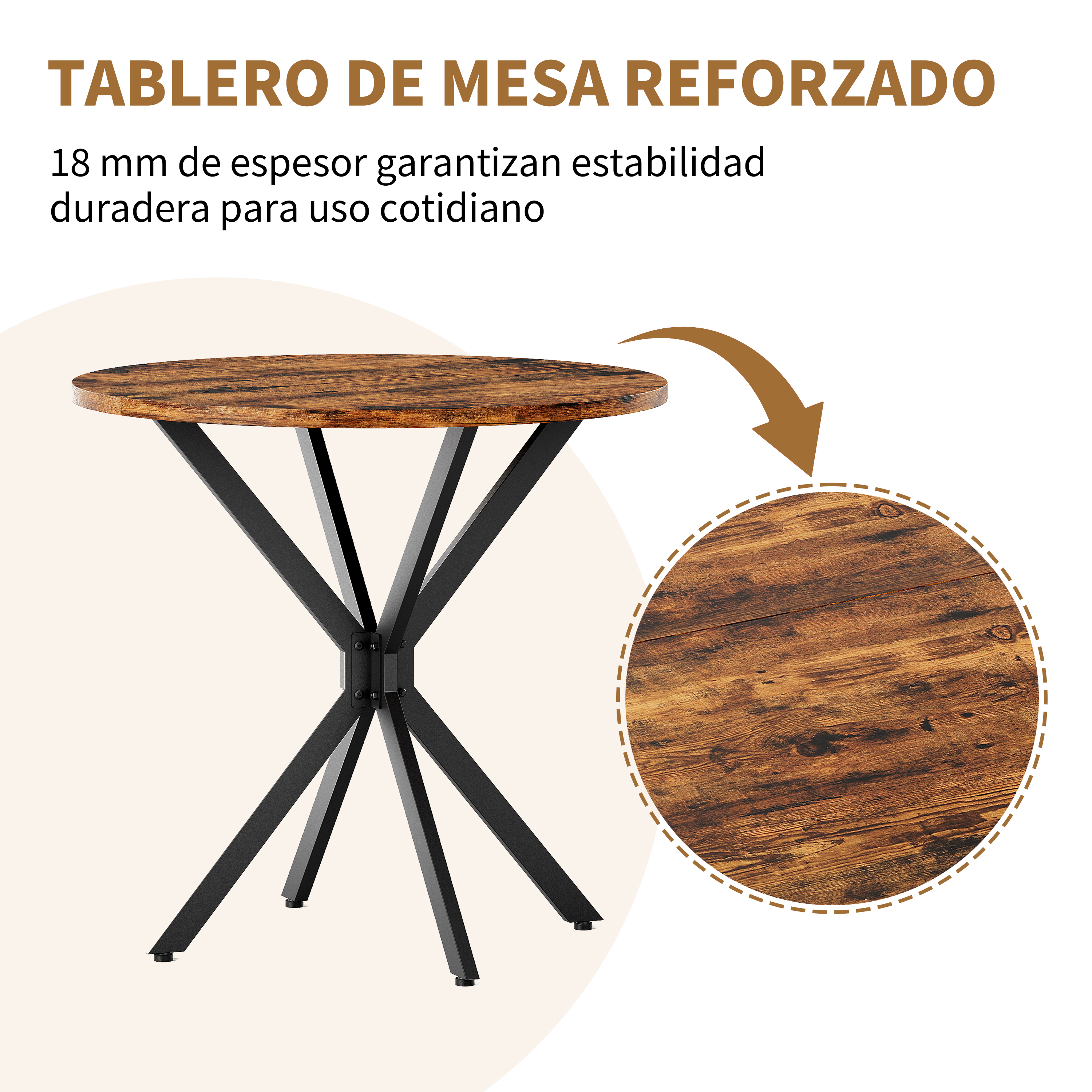 table ronde finie style industriel