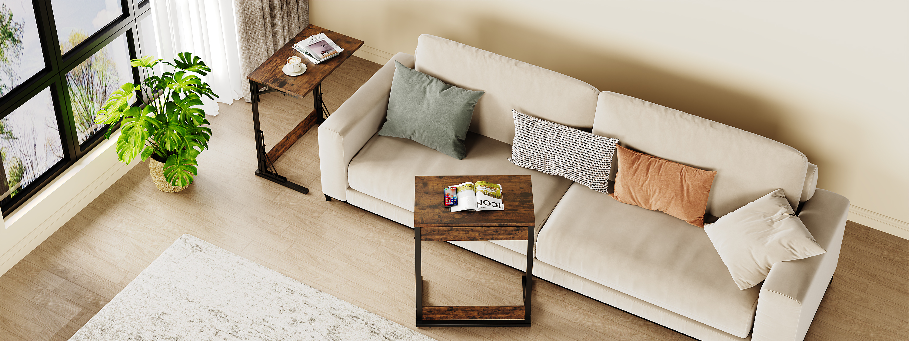 Plateau résistant de la table en forme de C