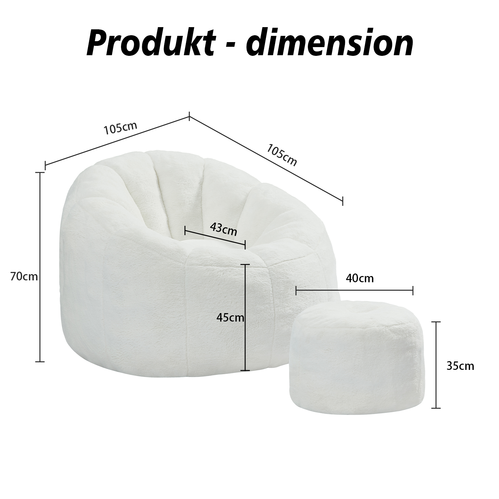 Weicher Blüten-Sitzsack für Erwachsene mit Fußhock