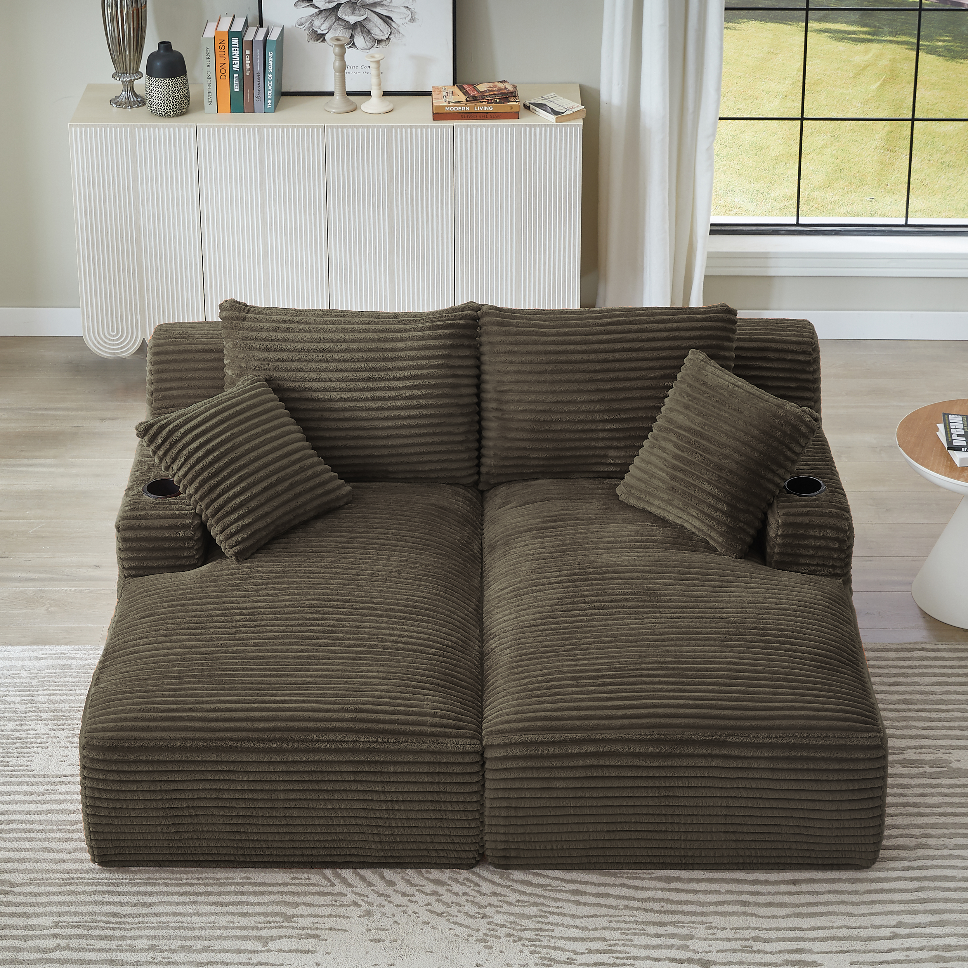 Double chaise longue marron