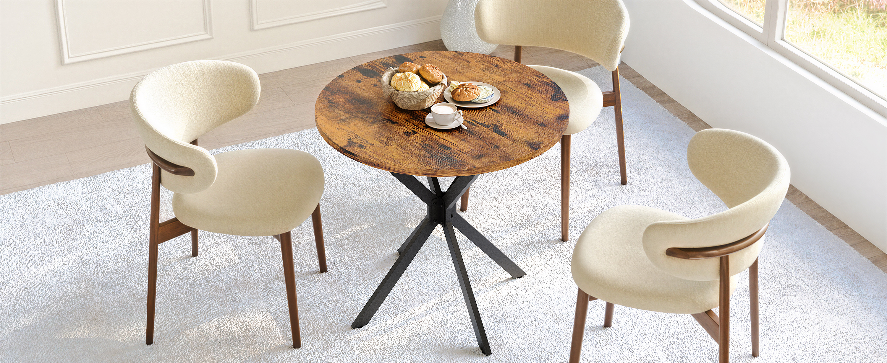 aperçu ambiance table ronde style industriel dans la pièce
