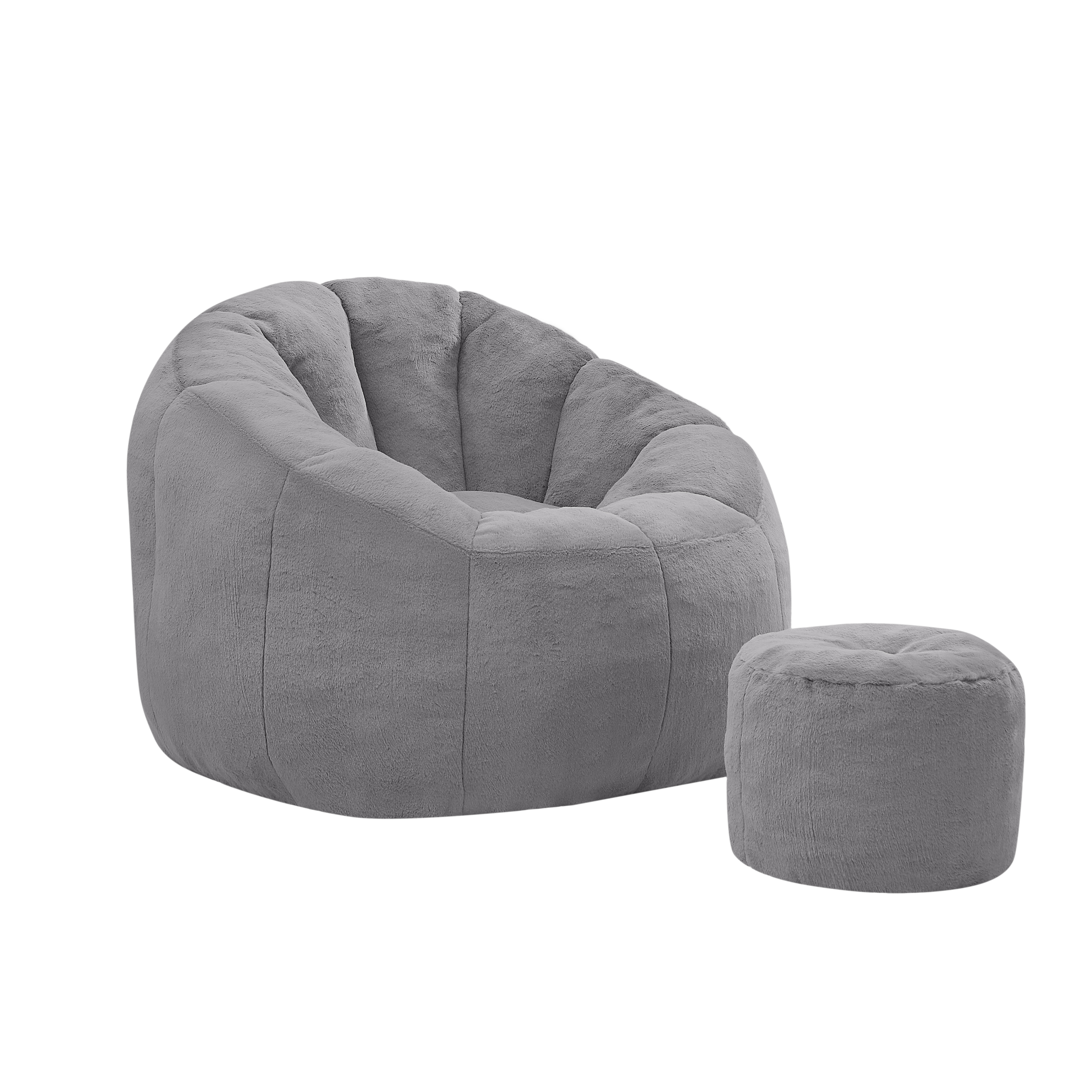 Weicher Blüten-Sitzsack für Erwachsene mit Fußhock
