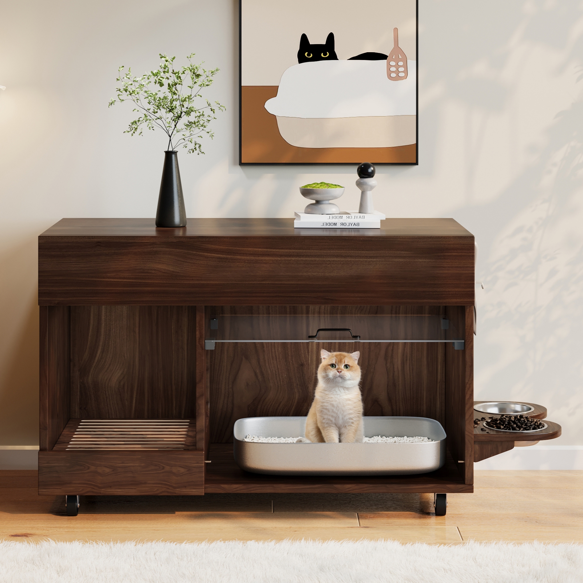 Bewegbarer Katzenkloschrank (Katzentoilettenschran